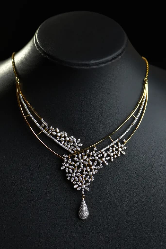 Empress sparkle diamond necklace (18k with natural diamonds) – handcrafted gold Necklaces (alternate view)