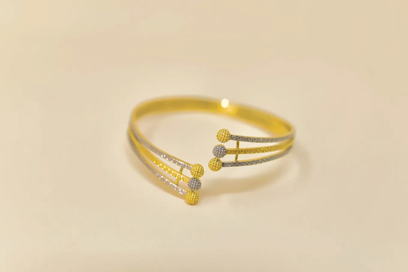The sparkle trio gold bangle – handcrafted gold Bangles & Bracelets (alternate view)
