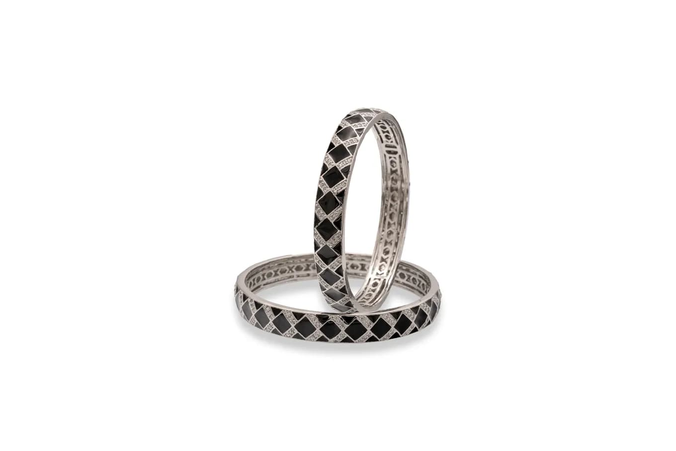 Mosaic glow silver bangle (single piece) – handcrafted silver Bangles & Bracelets (alternate view)