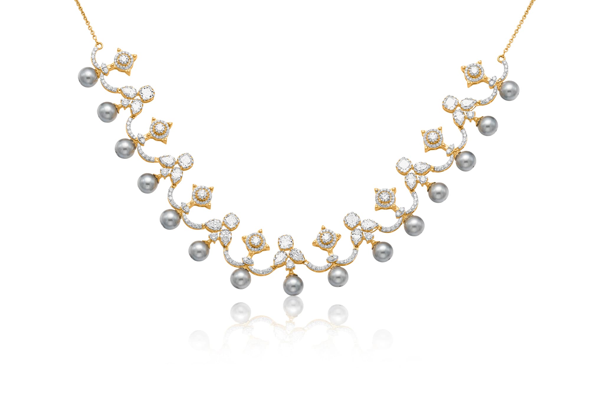 Lustrous diamond set – handcrafted gold NECKLACE SETS (alternate view)