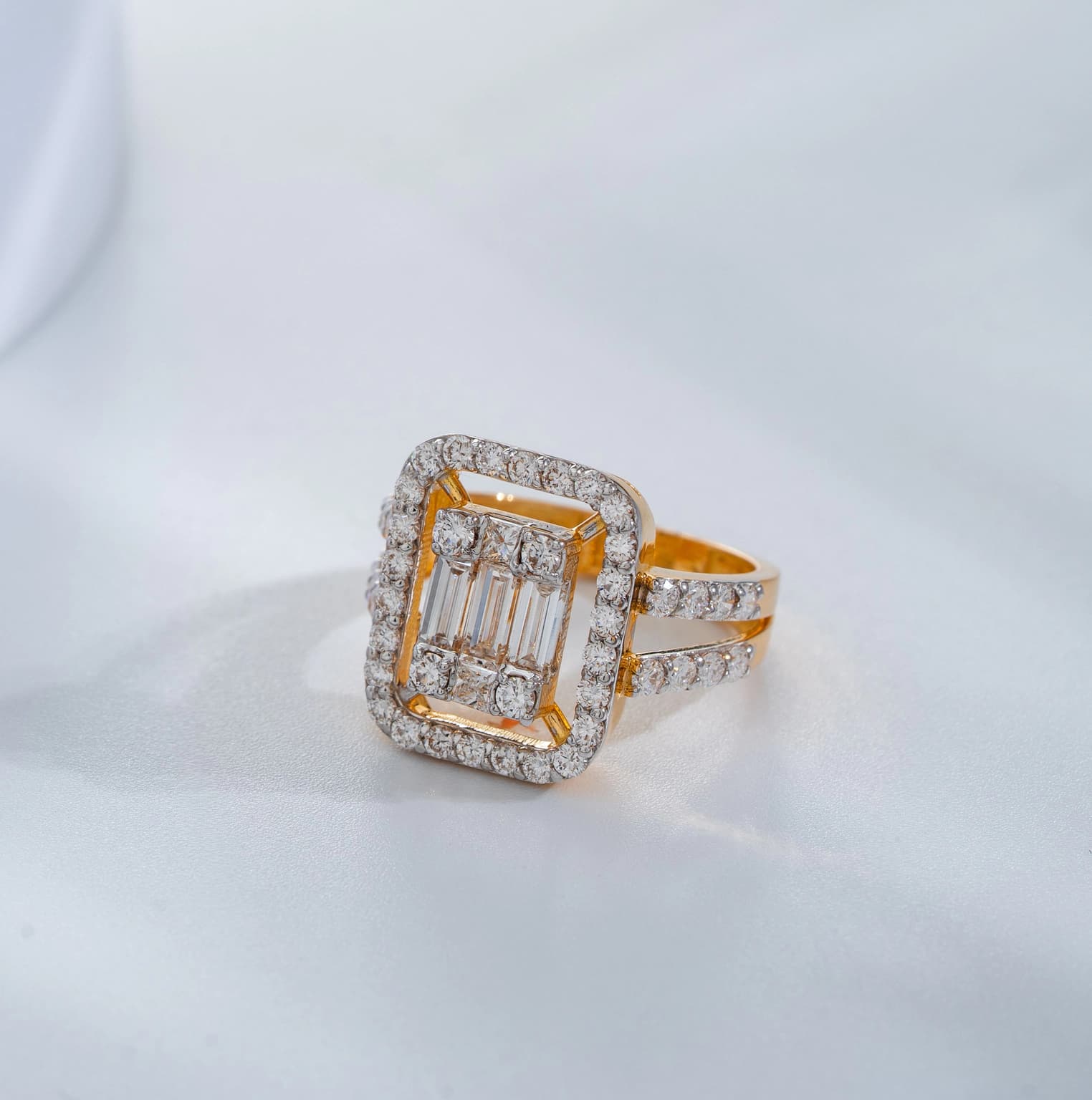 Baguette burst diamond ring (18k with natural diamonds) – handcrafted gold RINGS (alternate view)