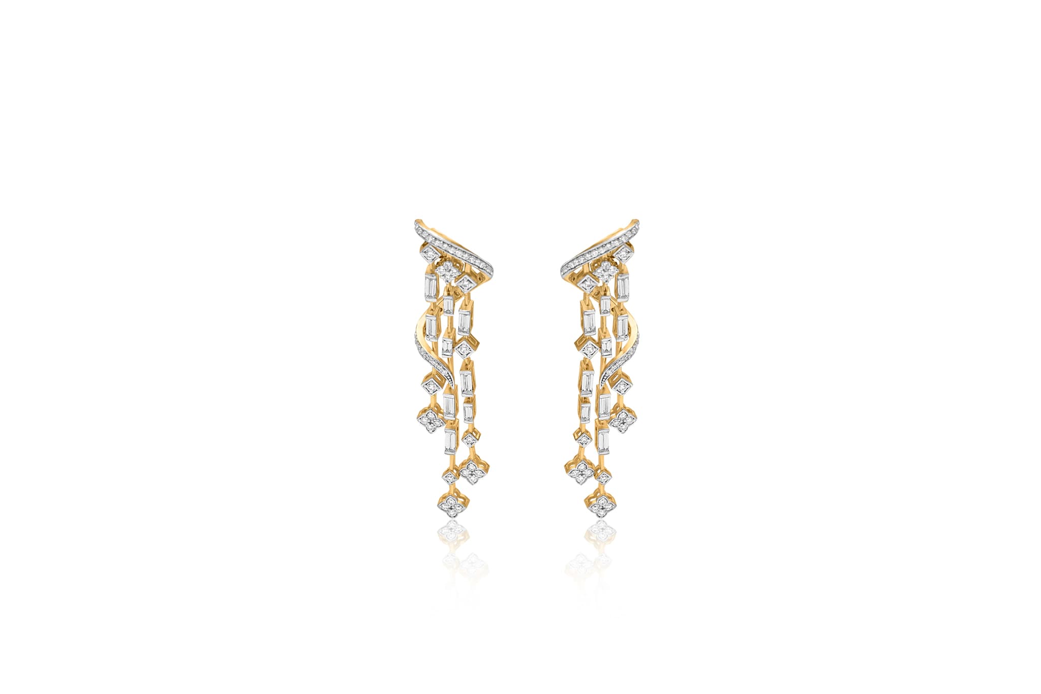 Whispers of elegance diamond earrings(18k with natural diamonds) – handcrafted gold EARRINGS (alternate view)