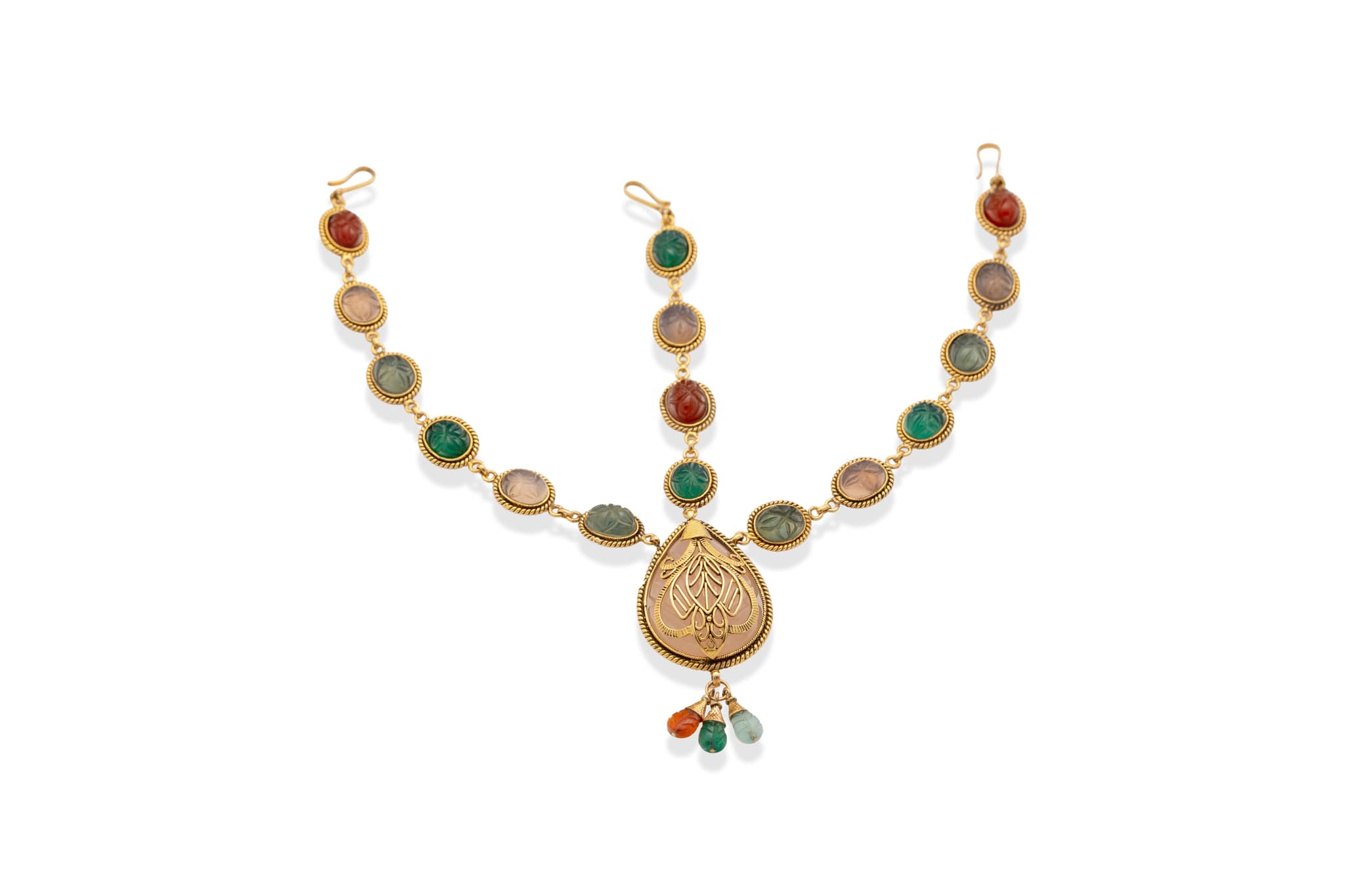 Heirloom gold and quartz taira tikli  maang tikka – handcrafted gold MAANG TIKKAS (alternate view)