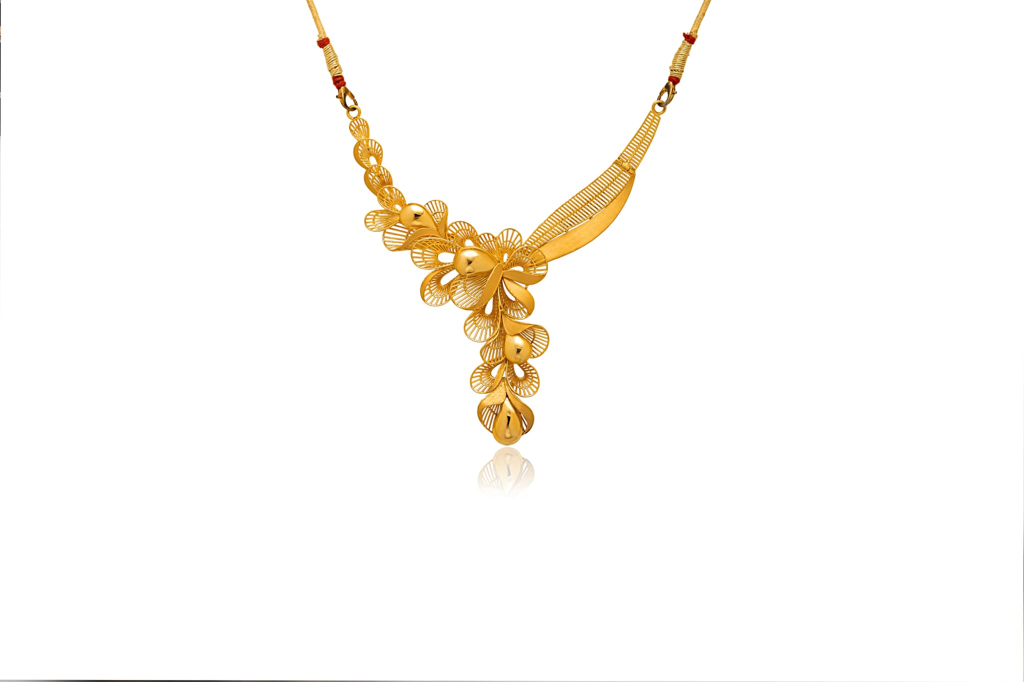 Gold floral cascade necklace – handcrafted gold Necklaces