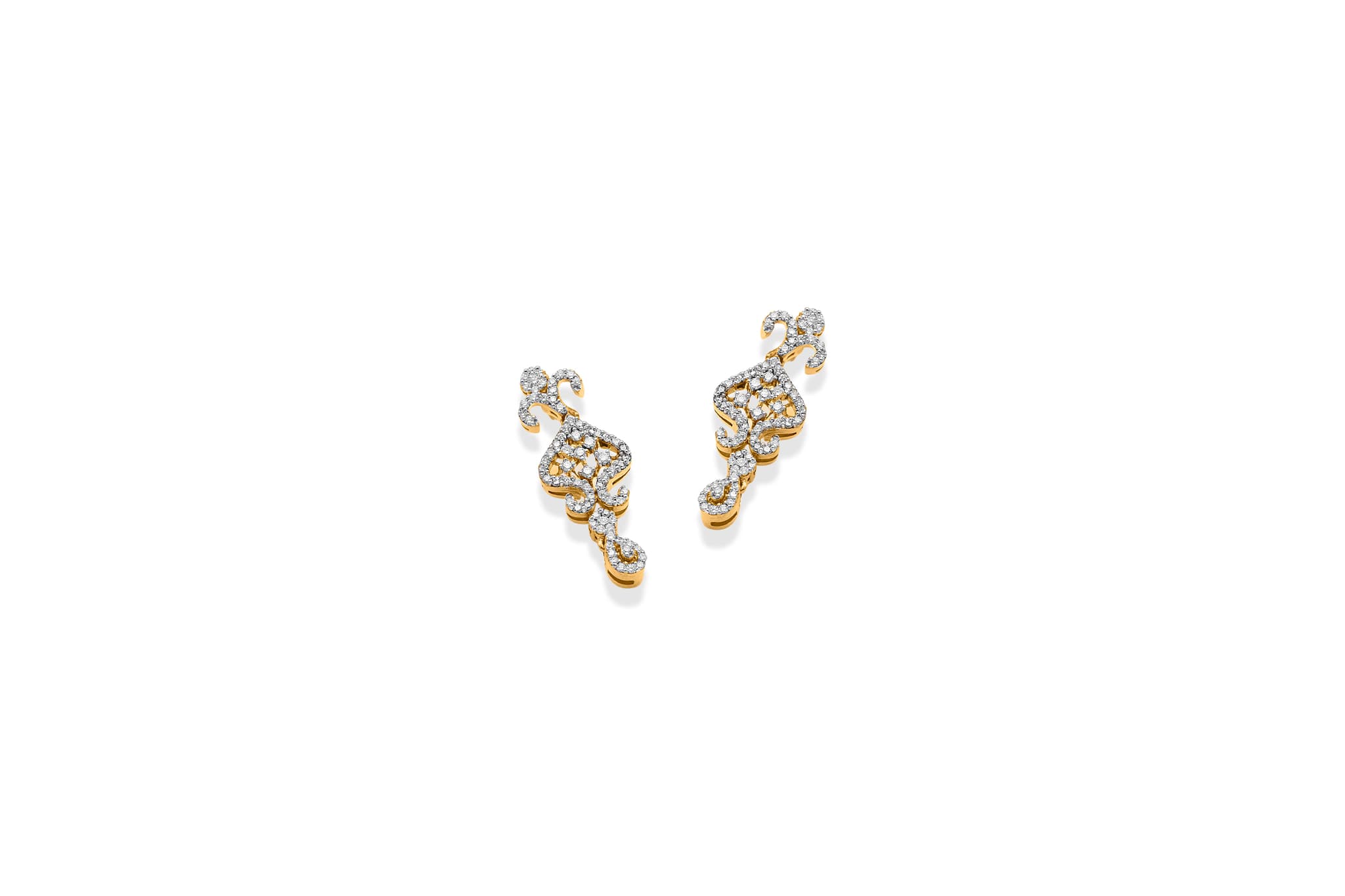 Gilded bloom diamond earrings(18k with natural diamonds) – handcrafted gold EARRINGS (alternate view)