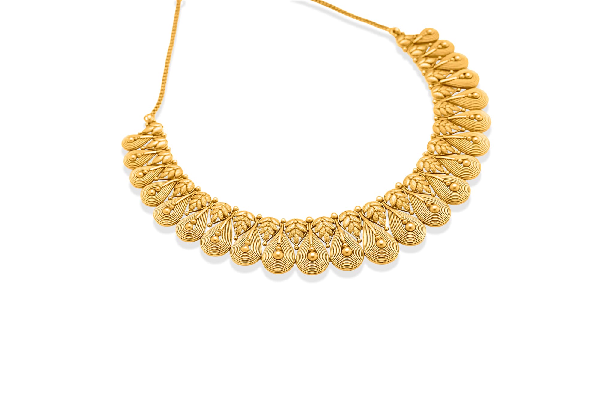 Gold teardrop glowing necklace set – handcrafted gold NECKLACE SETS (alternate view)
