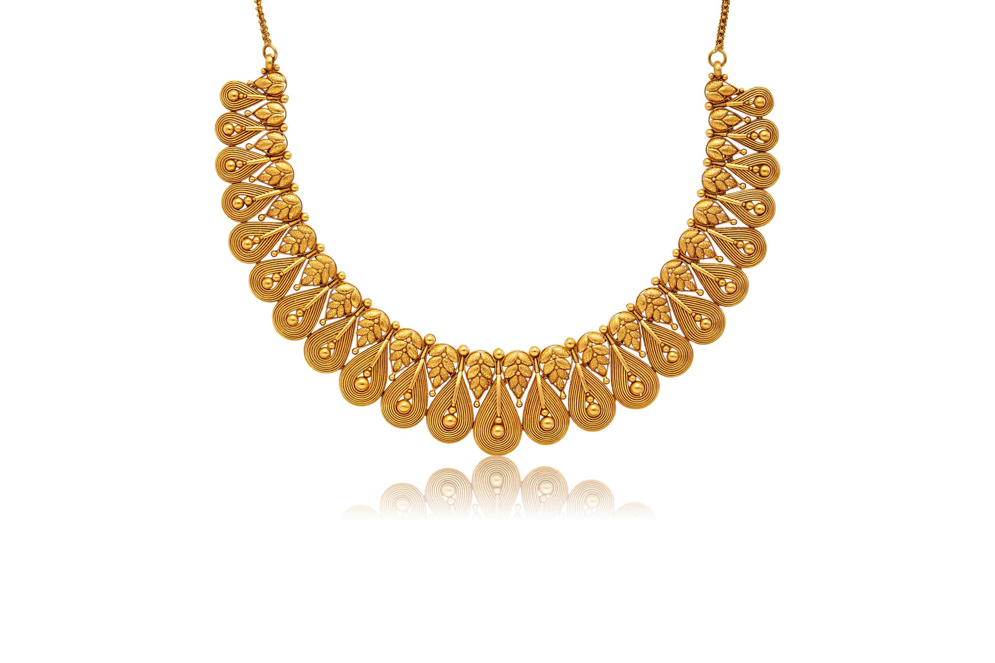 Gold teardrop glowing necklace set – handcrafted gold NECKLACE SETS