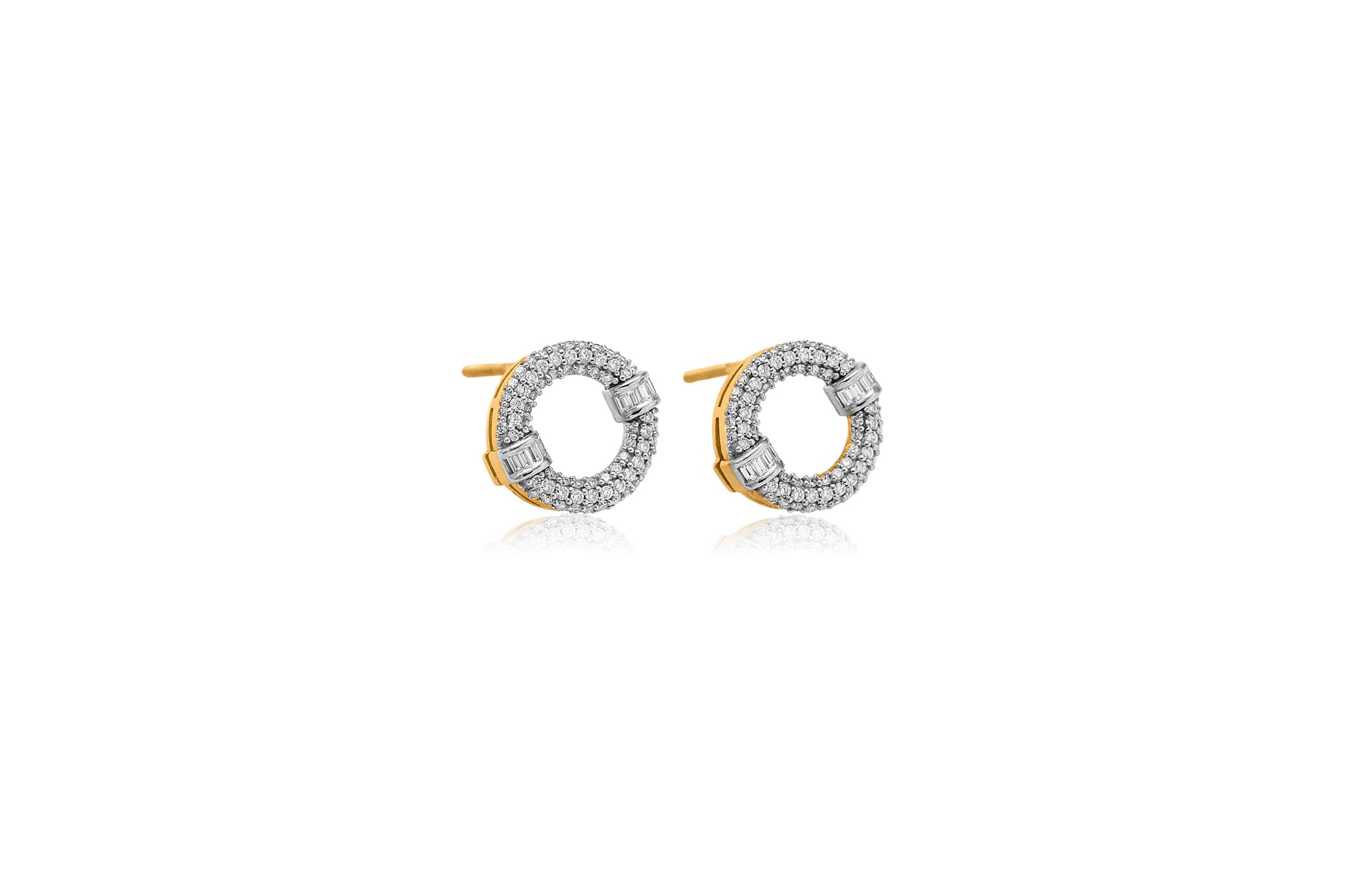 Diamond halo stud earrings(18k with natural diamonds) – handcrafted gold EARRINGS (alternate view)