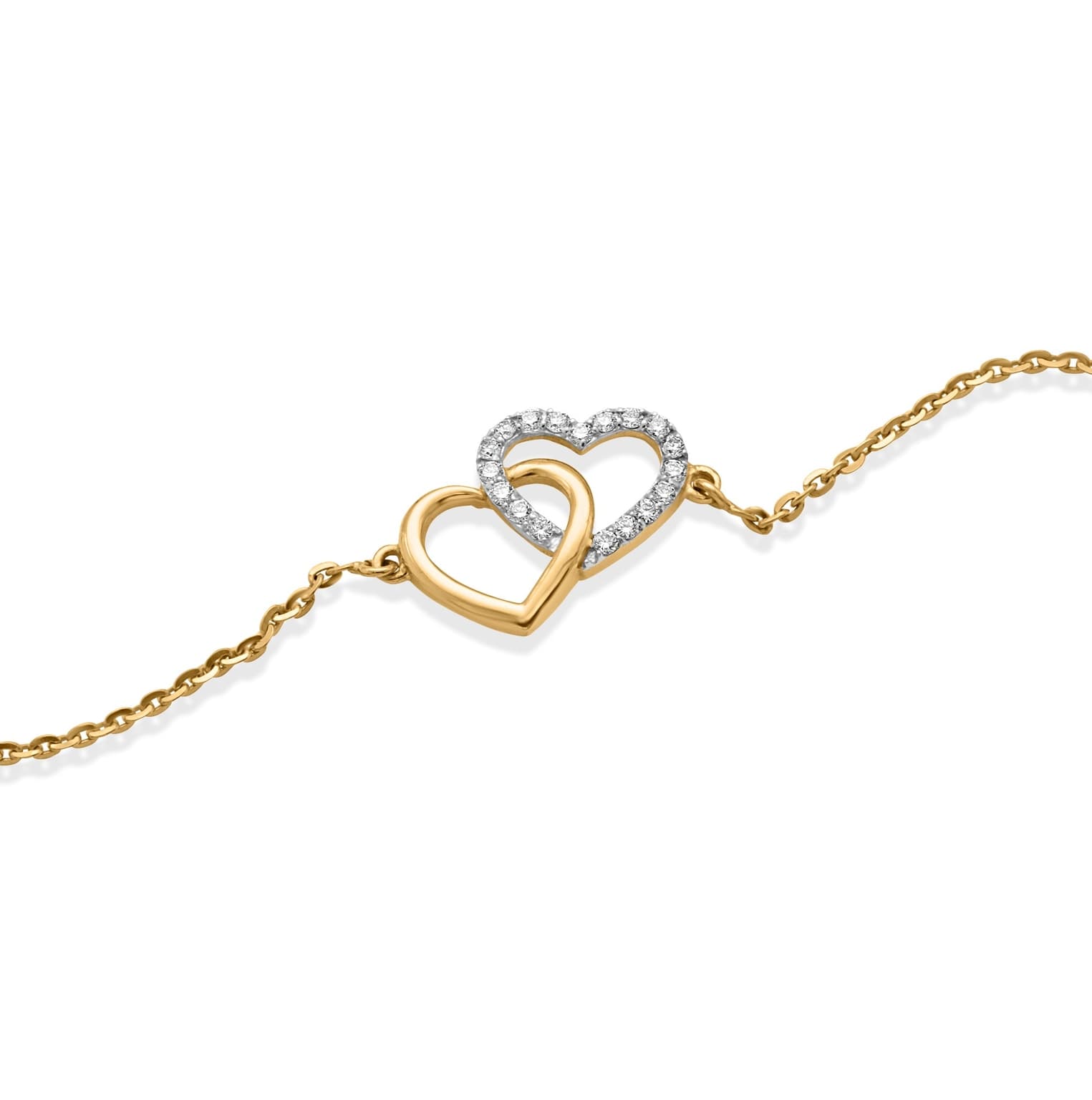 SPARKLING TWIN HEARTS DIAMOND BRACELET  (18K WITH NATURAL DIAMONDS)