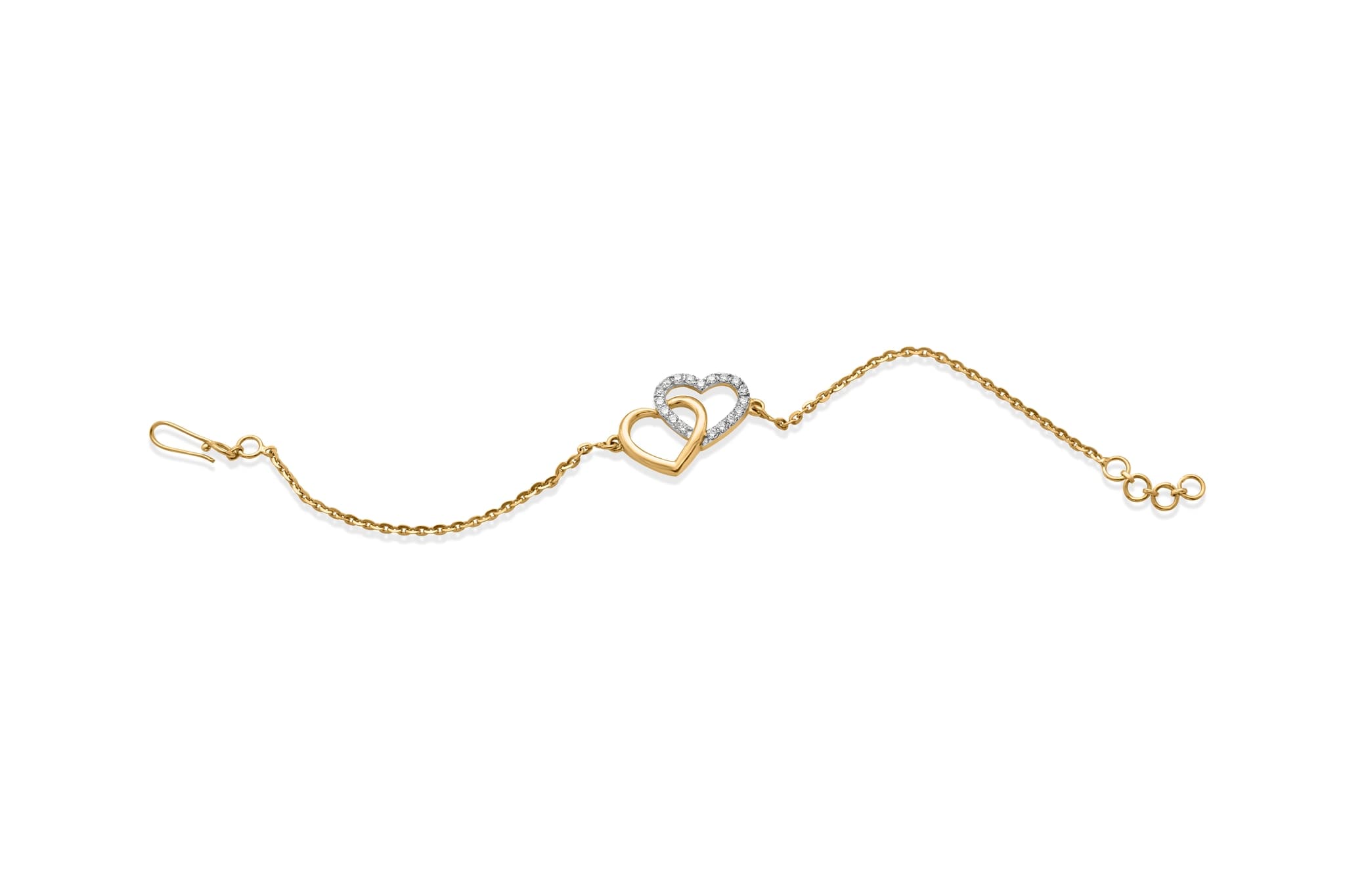 Sparkling twin hearts diamond bracelet  (18k with natural diamonds) – handcrafted gold Bangles & Bracelets