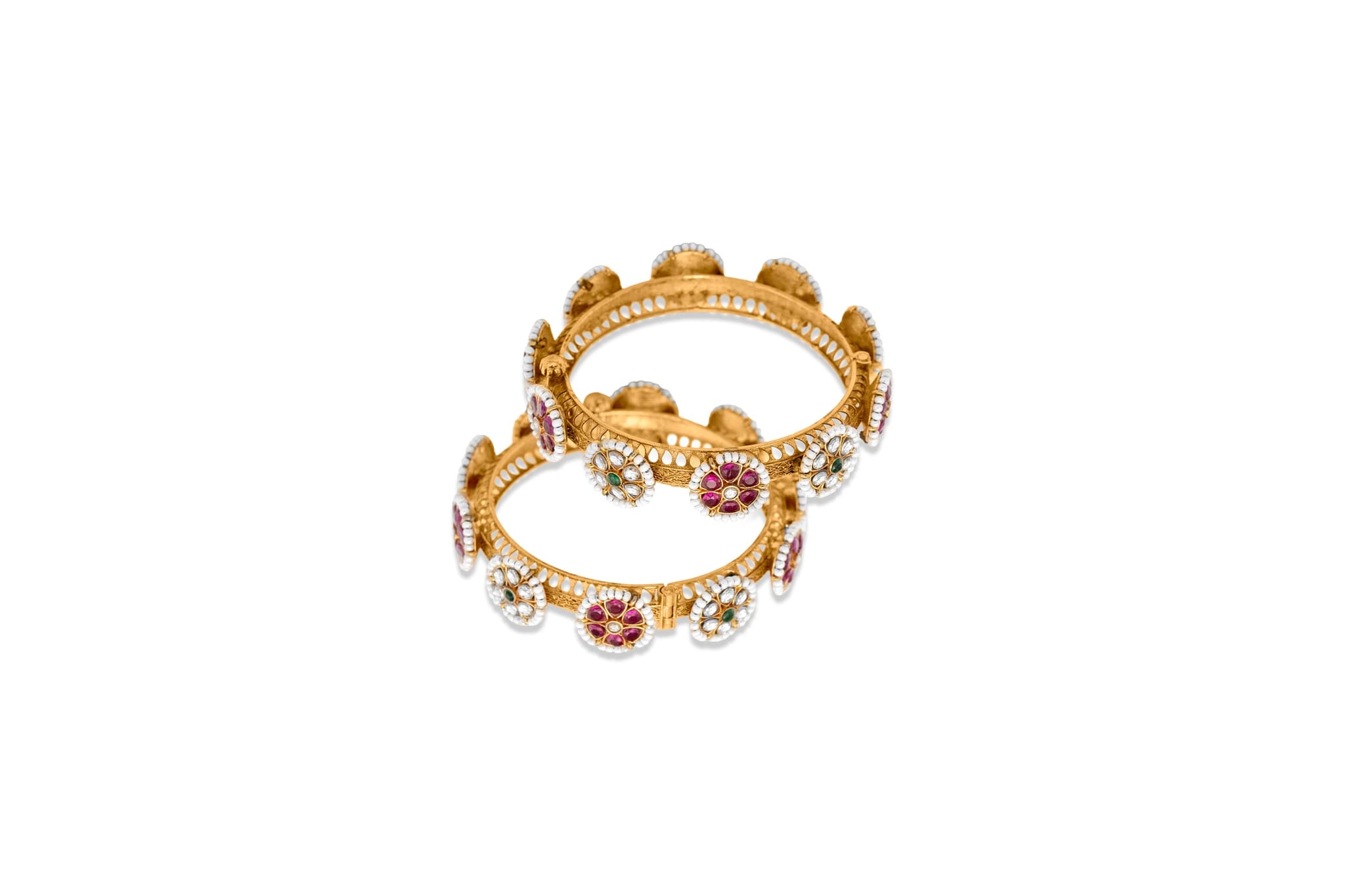 22K GOLD FLORAL GEM KADA BANGLE