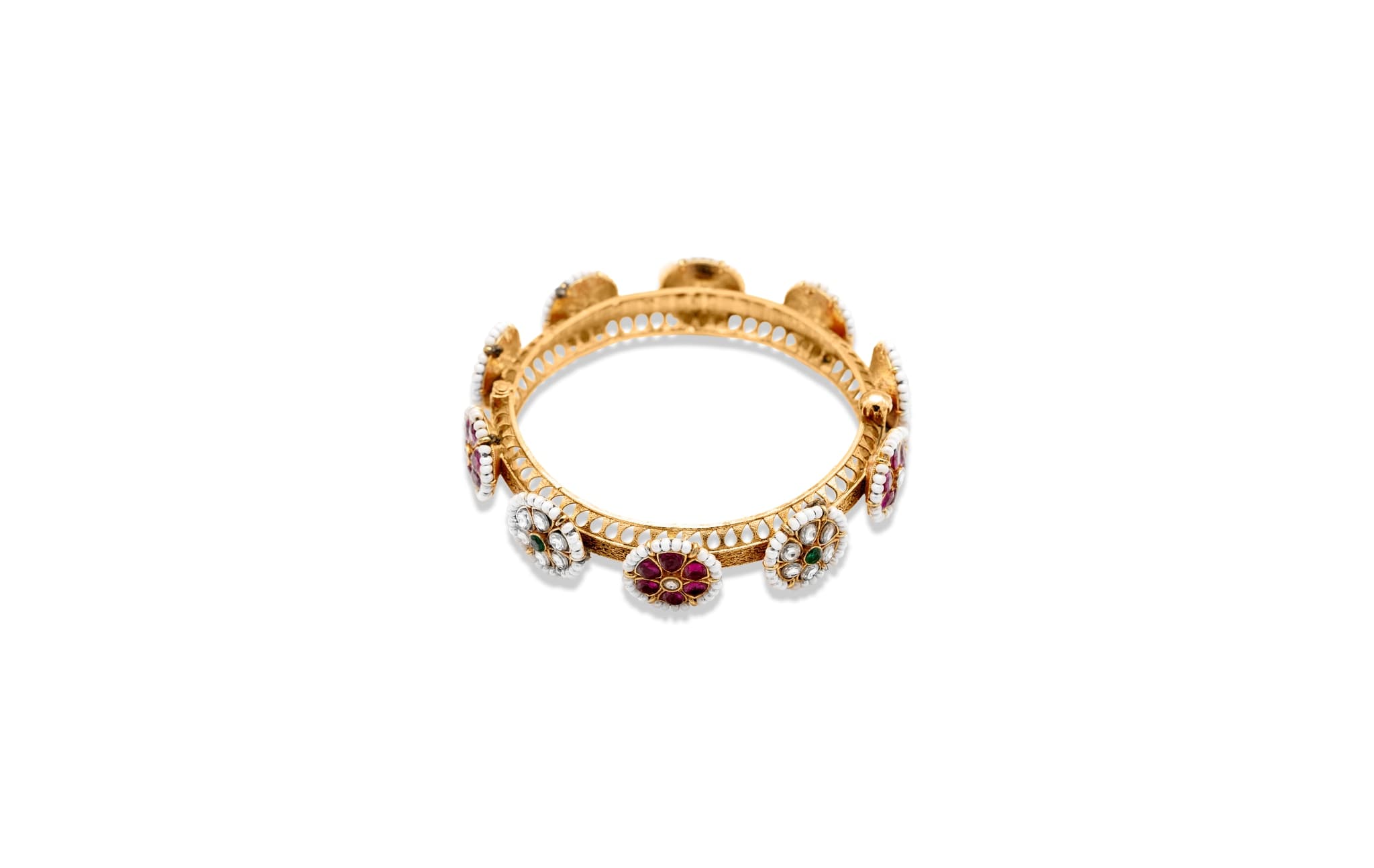 22k gold floral gem kada bangle – handcrafted gold Bangles & Bracelets
