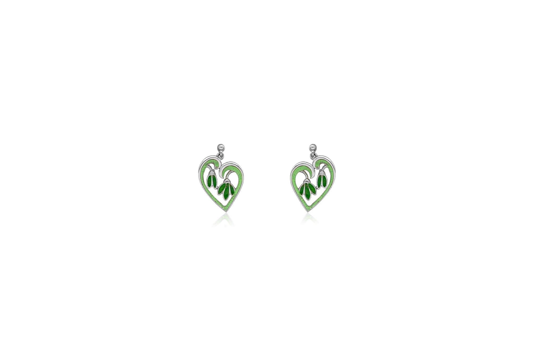 LEAF DROP HEART SILVER EARRINGS