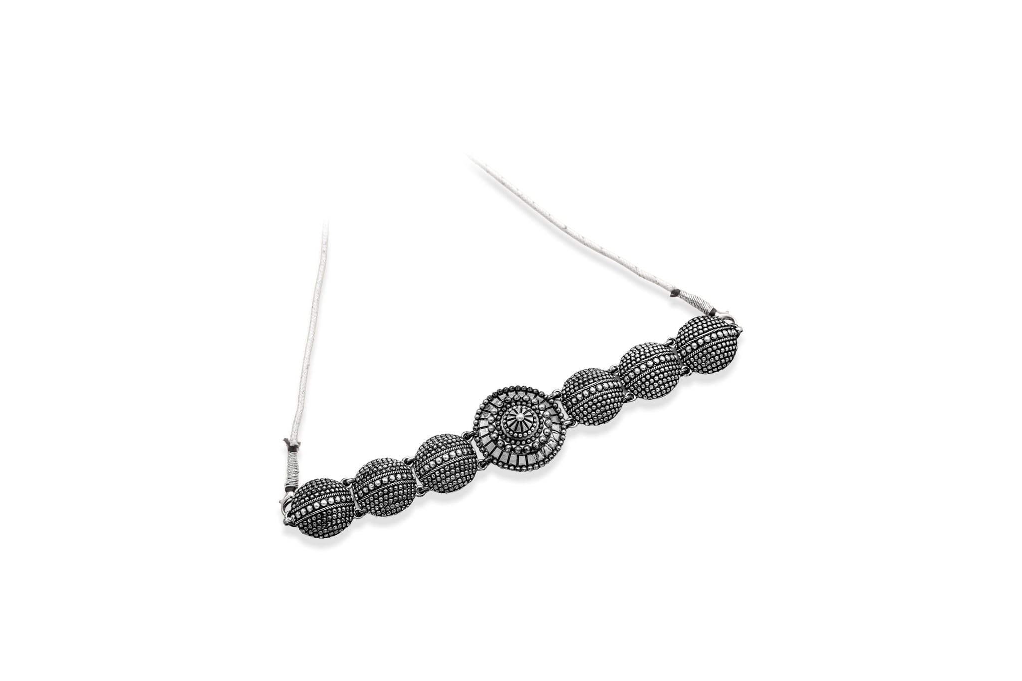Rajwada silver choker necklace – handcrafted silver Necklaces (alternate view)