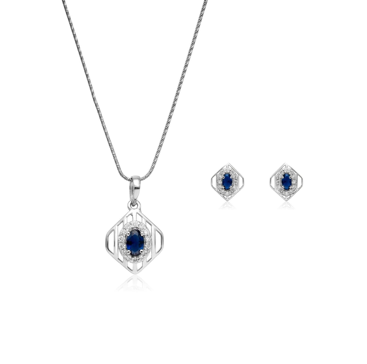 BLUE CRUSH SILVER PENDANT SET