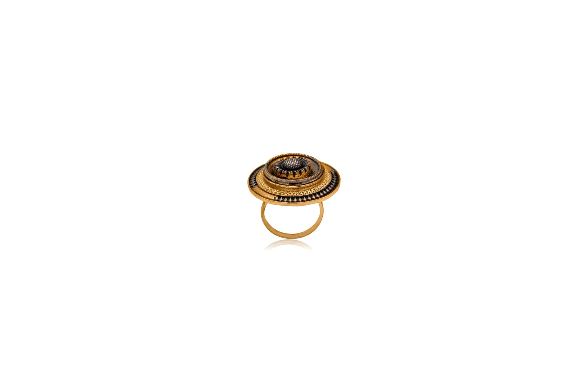 Midnight gilded disc silver ring – handcrafted silver RINGS (alternate view)