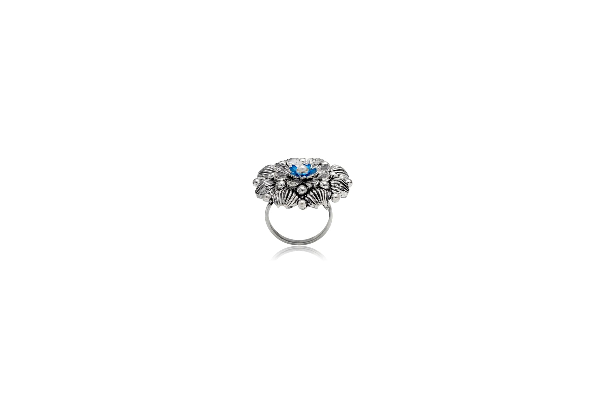 Blue blossom pearl silver ring – handcrafted silver RINGS (alternate view)