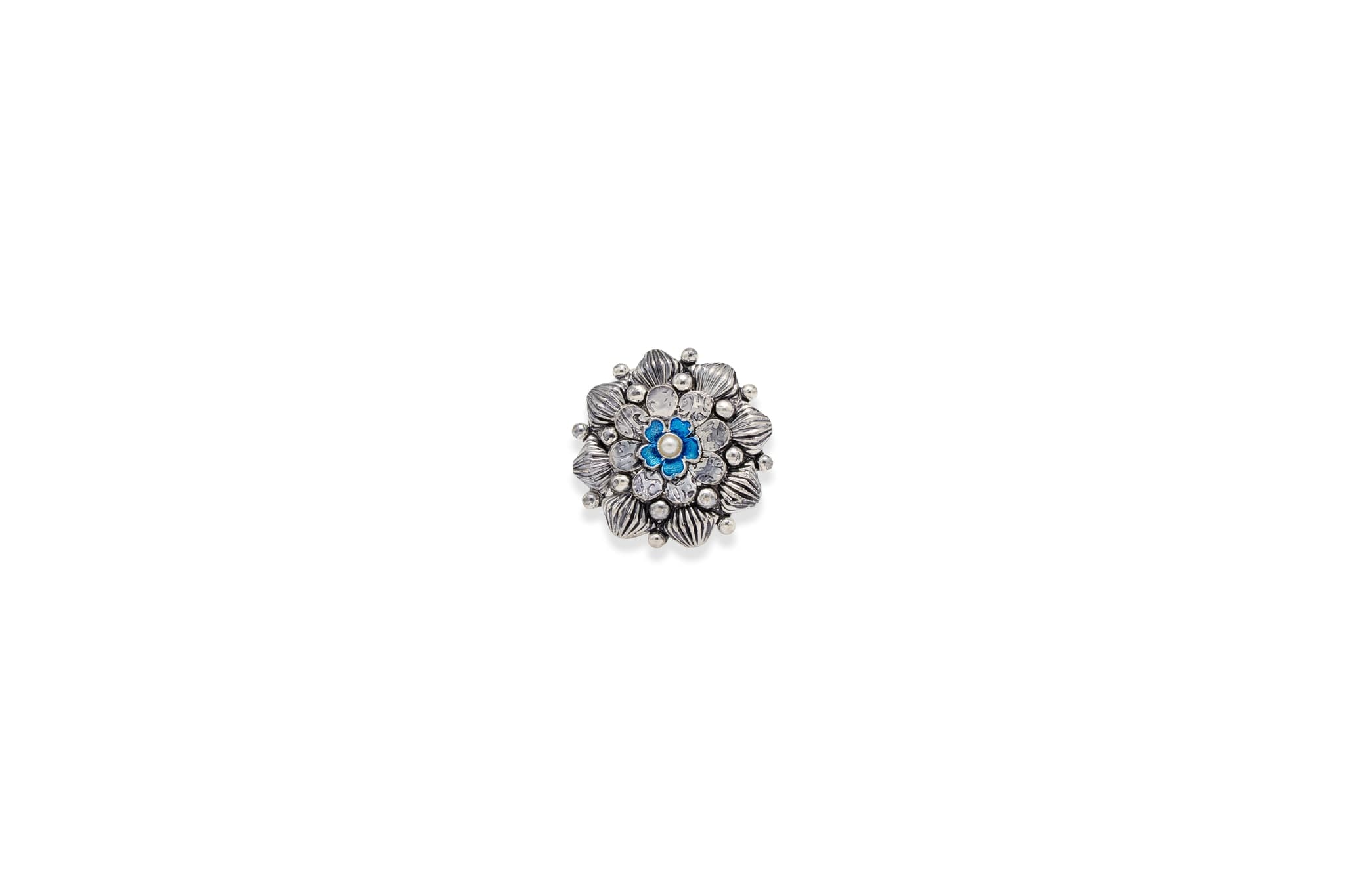 Blue blossom pearl silver ring – handcrafted silver RINGS