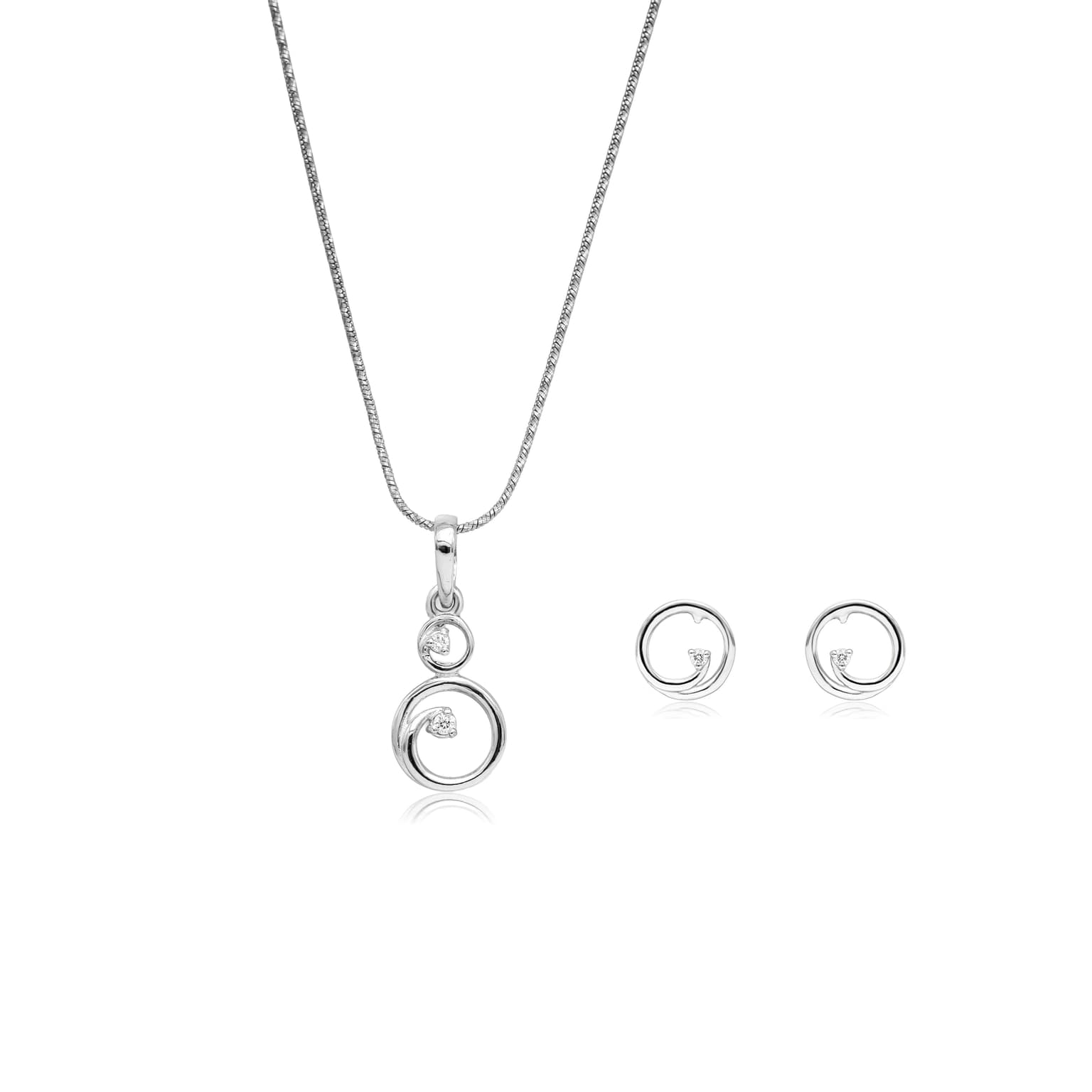 Silver ripple pendant set – handcrafted silver Pendant Sets