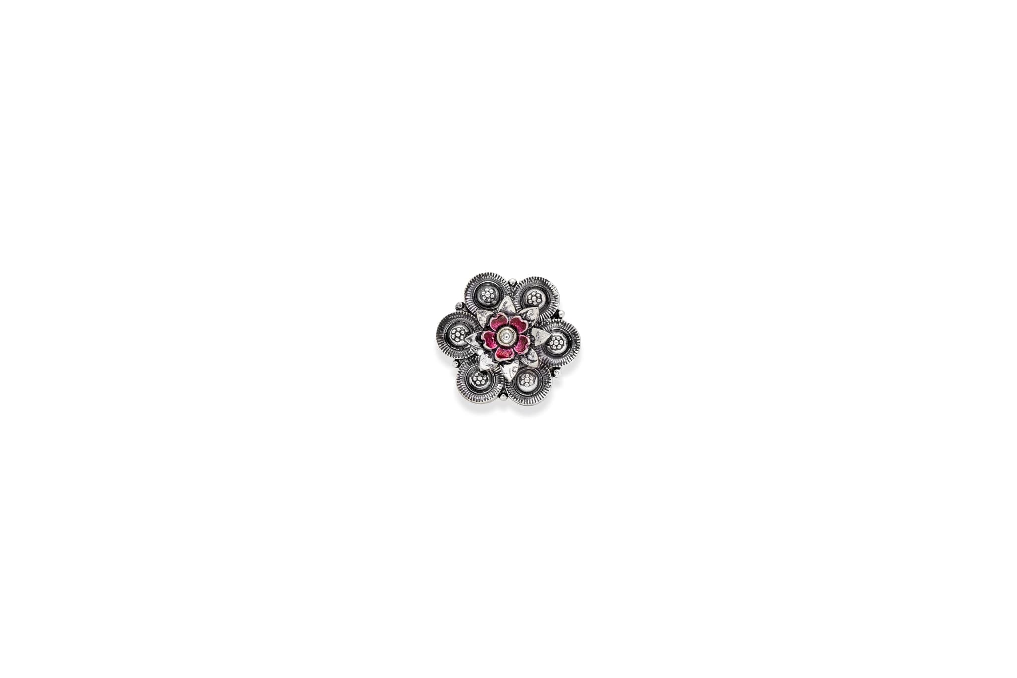 Pink petal charm silver ring – handcrafted silver RINGS
