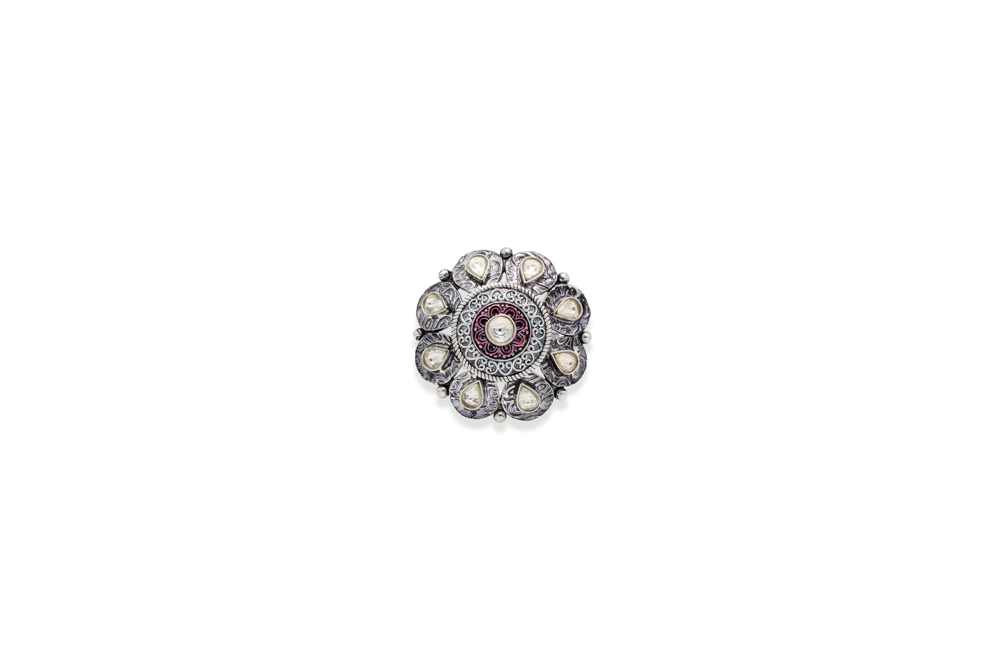 Pristine kundan silver ring – handcrafted silver RINGS