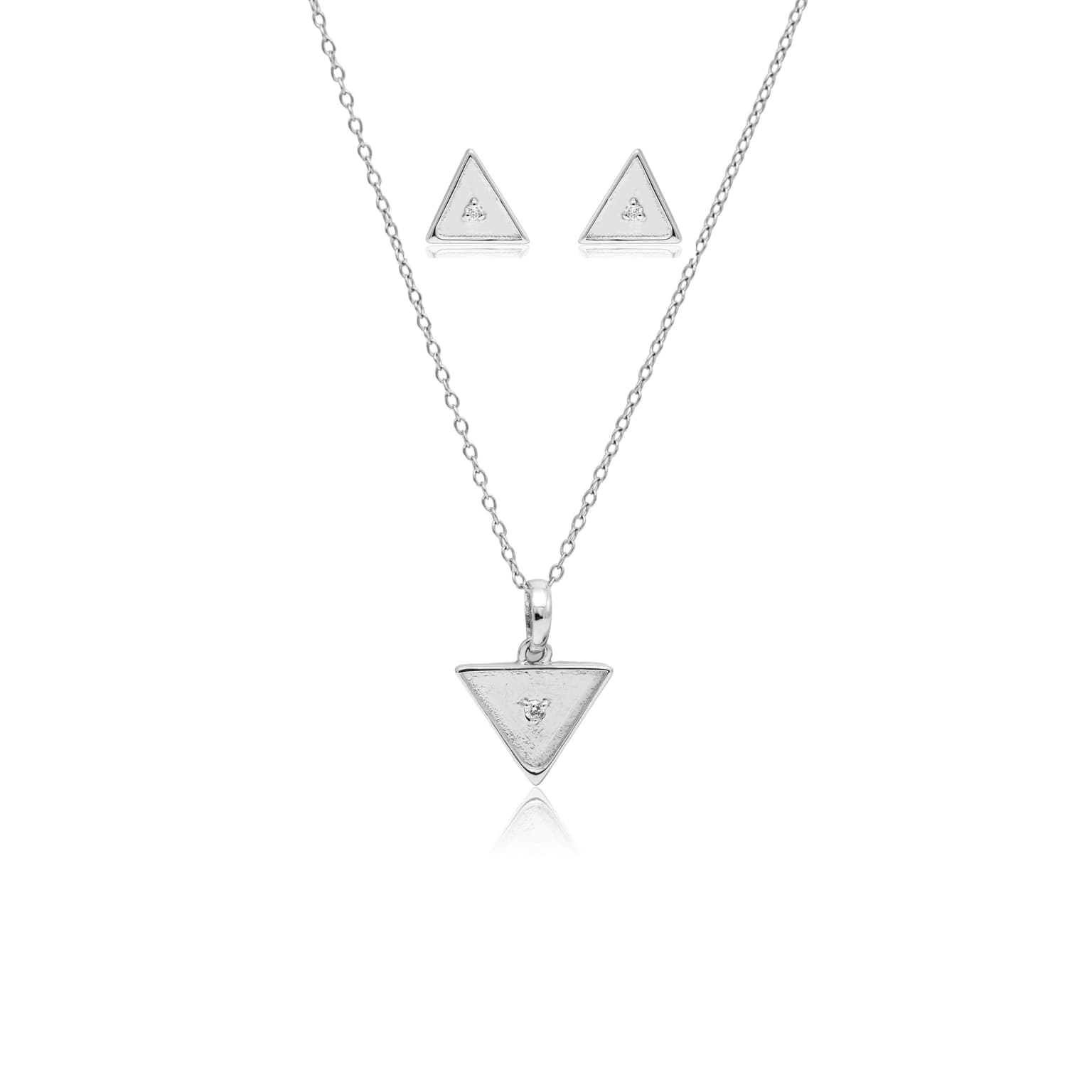Silver tri studs and pendant – handcrafted silver Pendant Sets