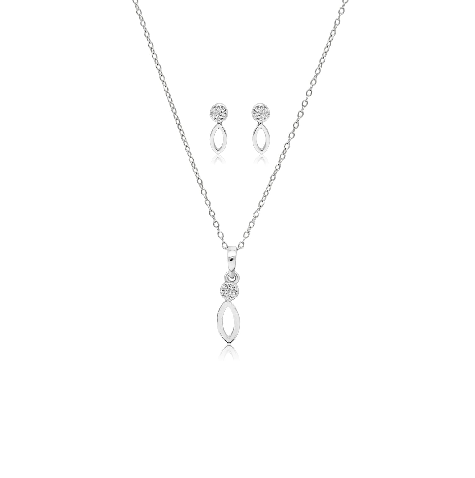 Shimmering silver leaflet pendant set – handcrafted silver Pendant Sets