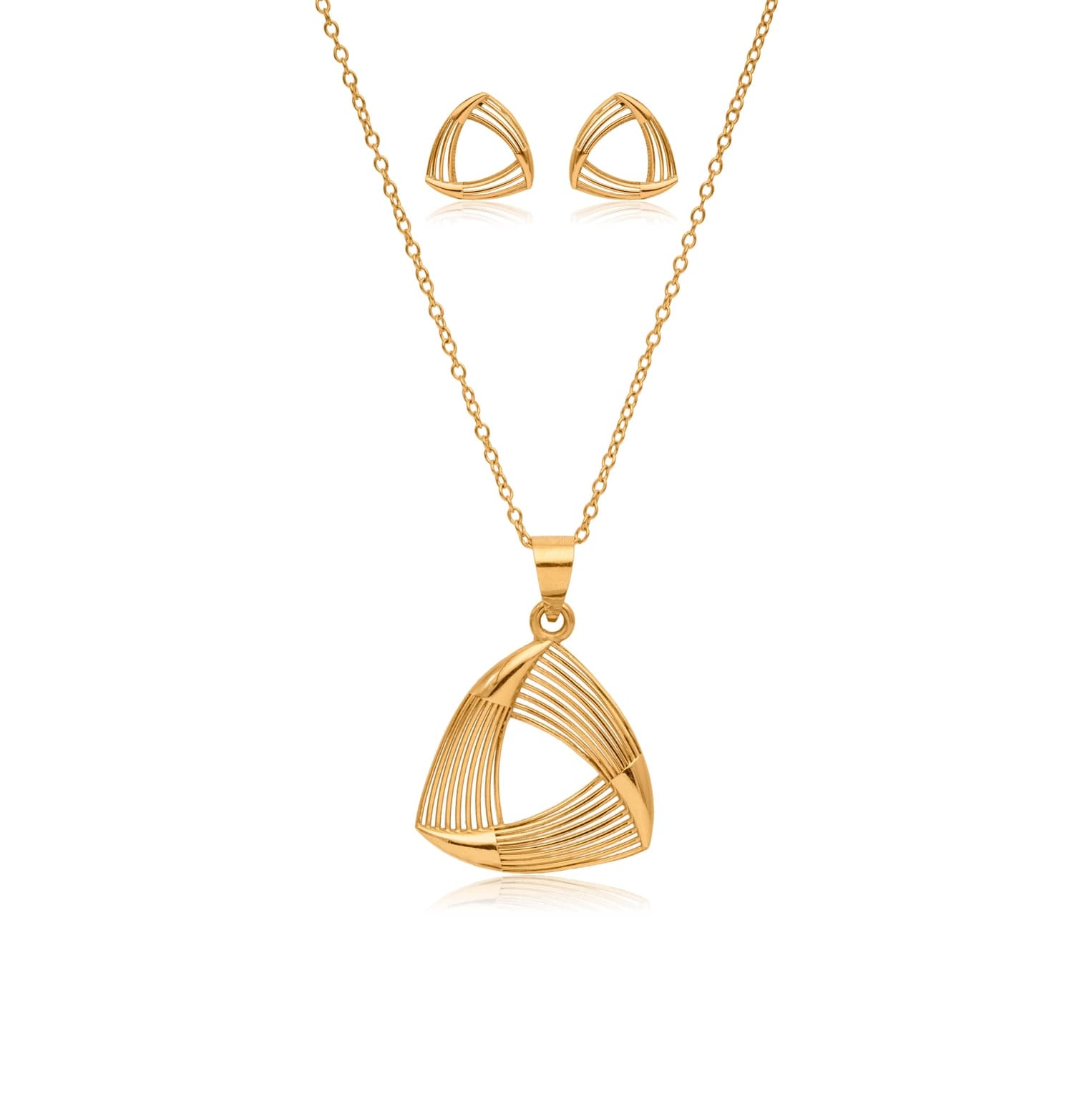 Gold gilded harp pendant set – handcrafted gold Pendant Sets