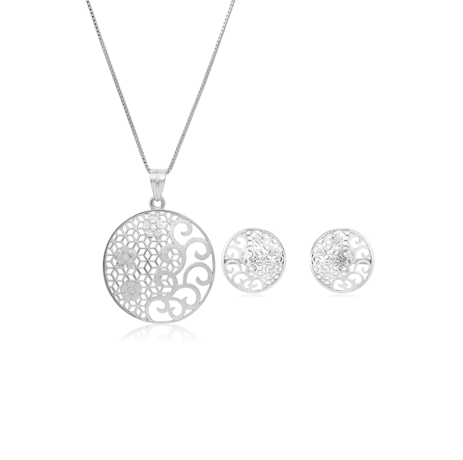 Structure and swirl silver pendant set – handcrafted silver Pendant Sets