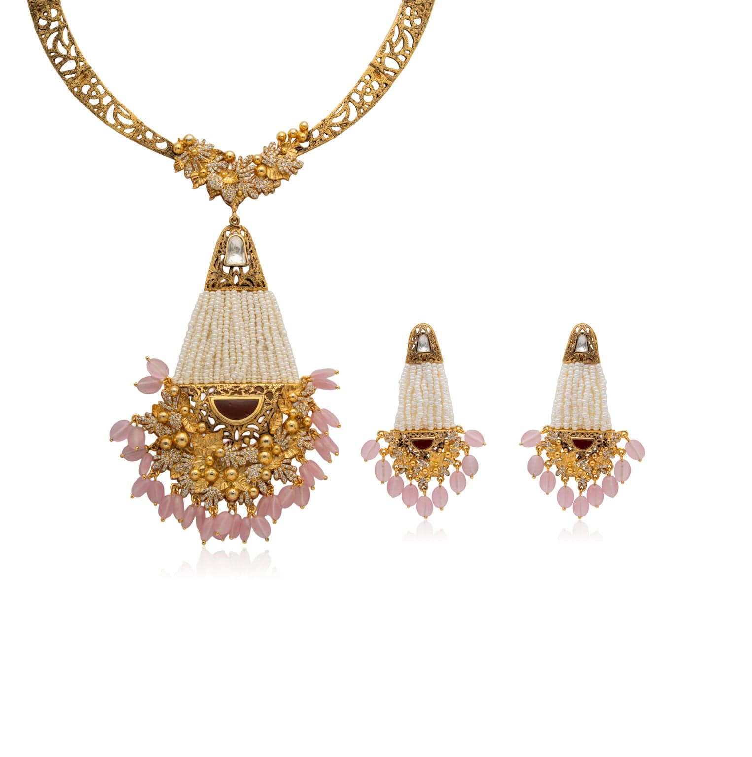 LUNAR BLUSH SILVER NECKLACE SET