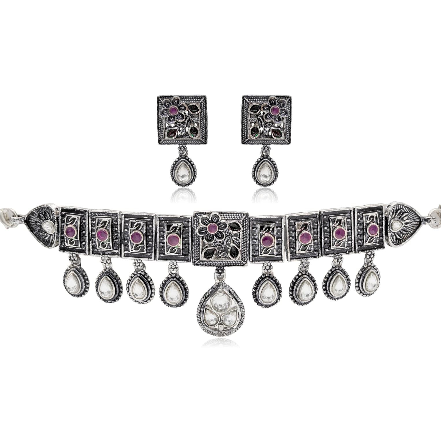 ARTISAN'S STORY SILVER CHOKER NECKLACE SET