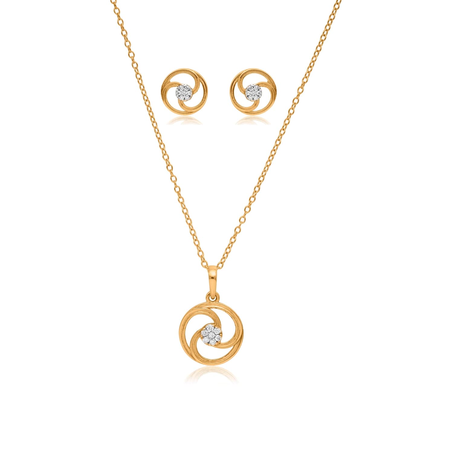 Minimal swirl diamond pendant set – handcrafted gold Pendant Sets