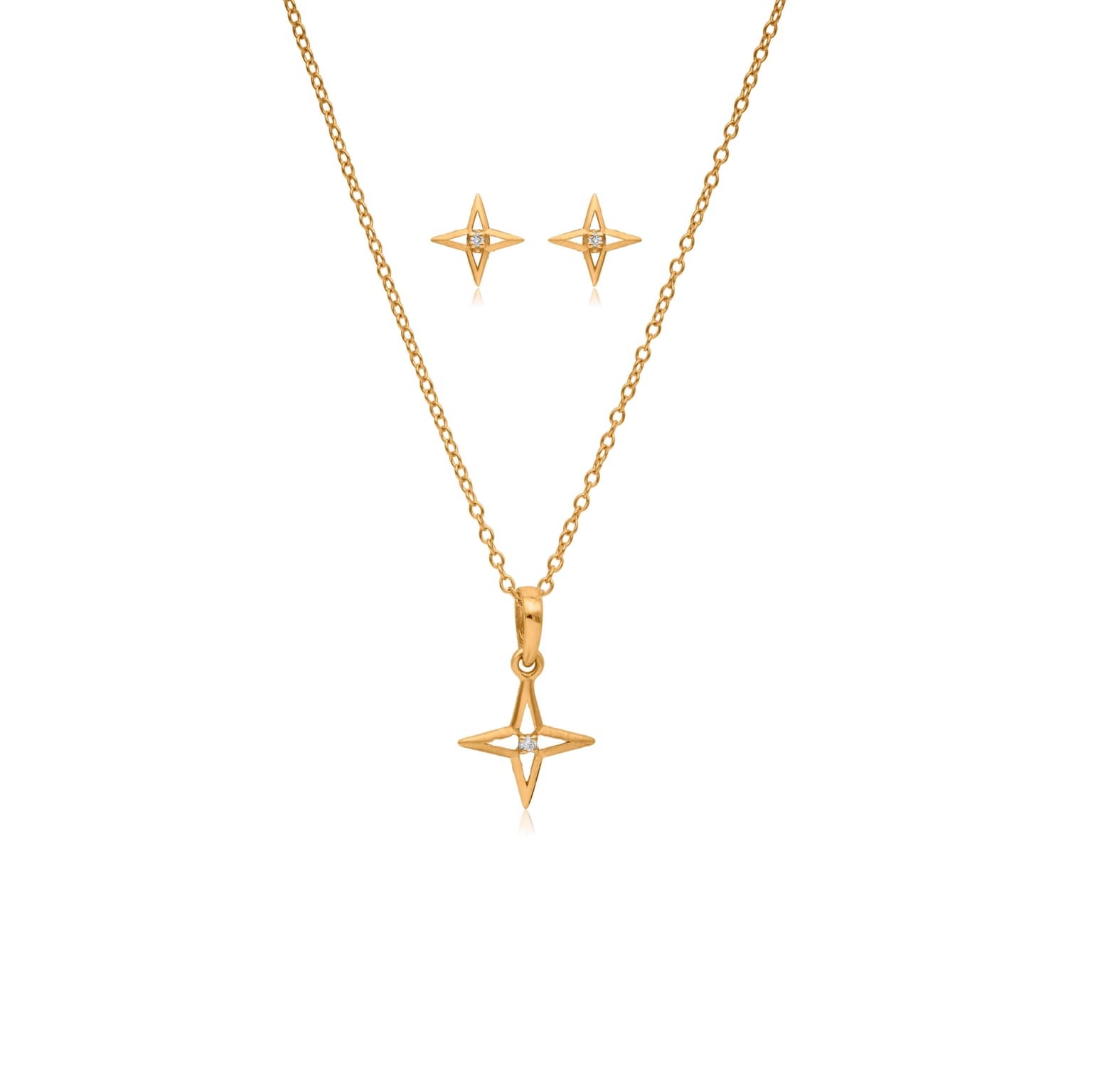 Diamond northstar pendant set – handcrafted gold Pendant Sets