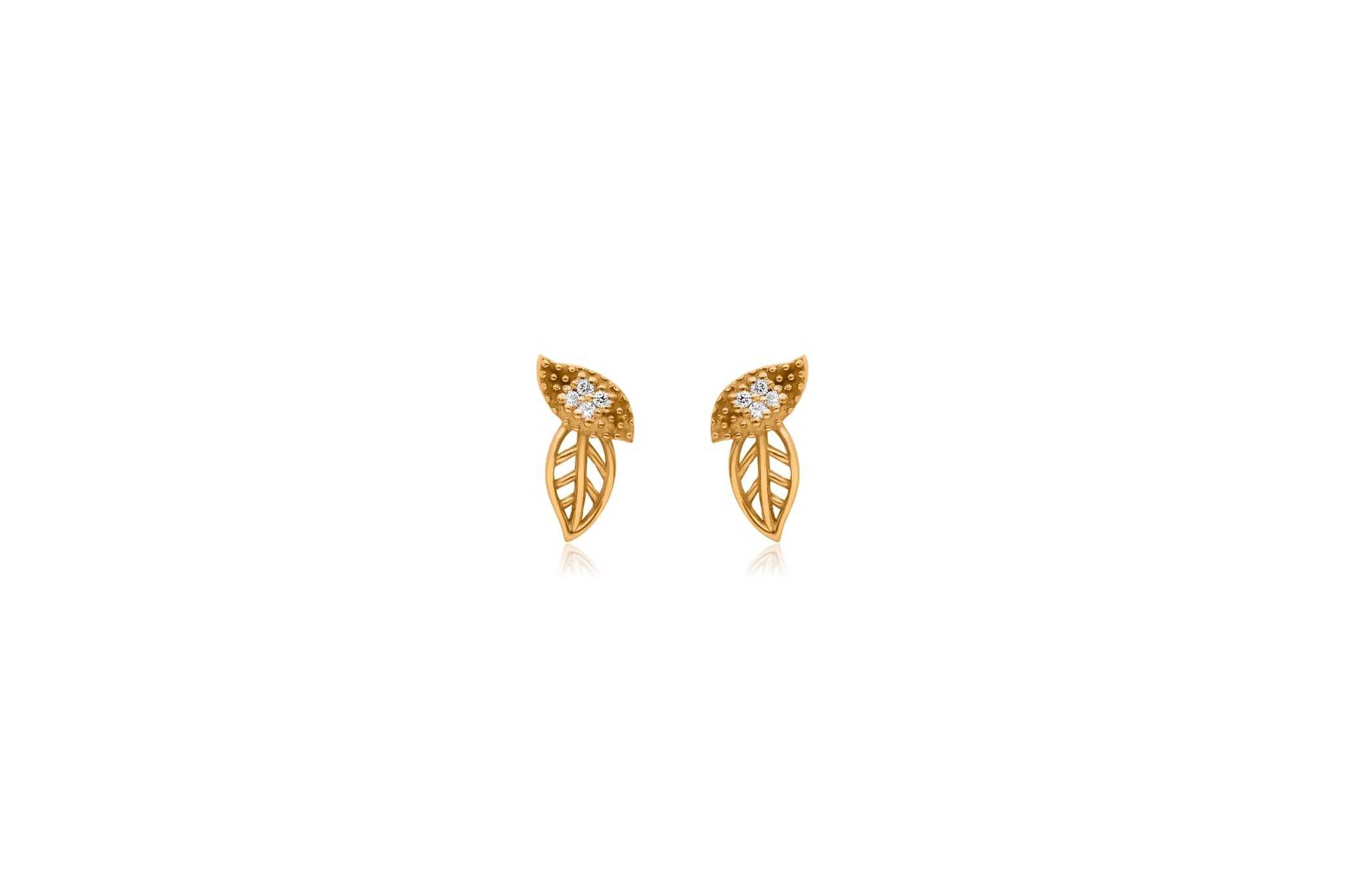 Contemporary leaf diamond pendant set – handcrafted gold Pendant Sets (alternate view)