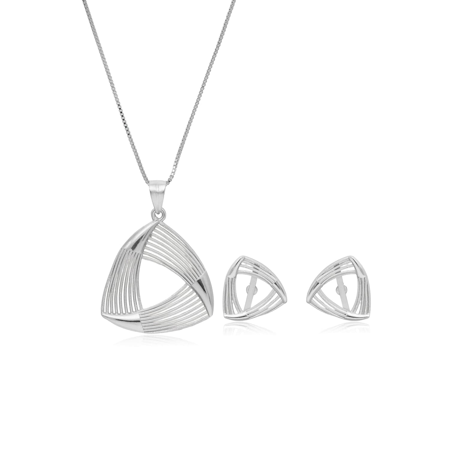 Linear loom silver pendant – handcrafted silver Pendant Sets