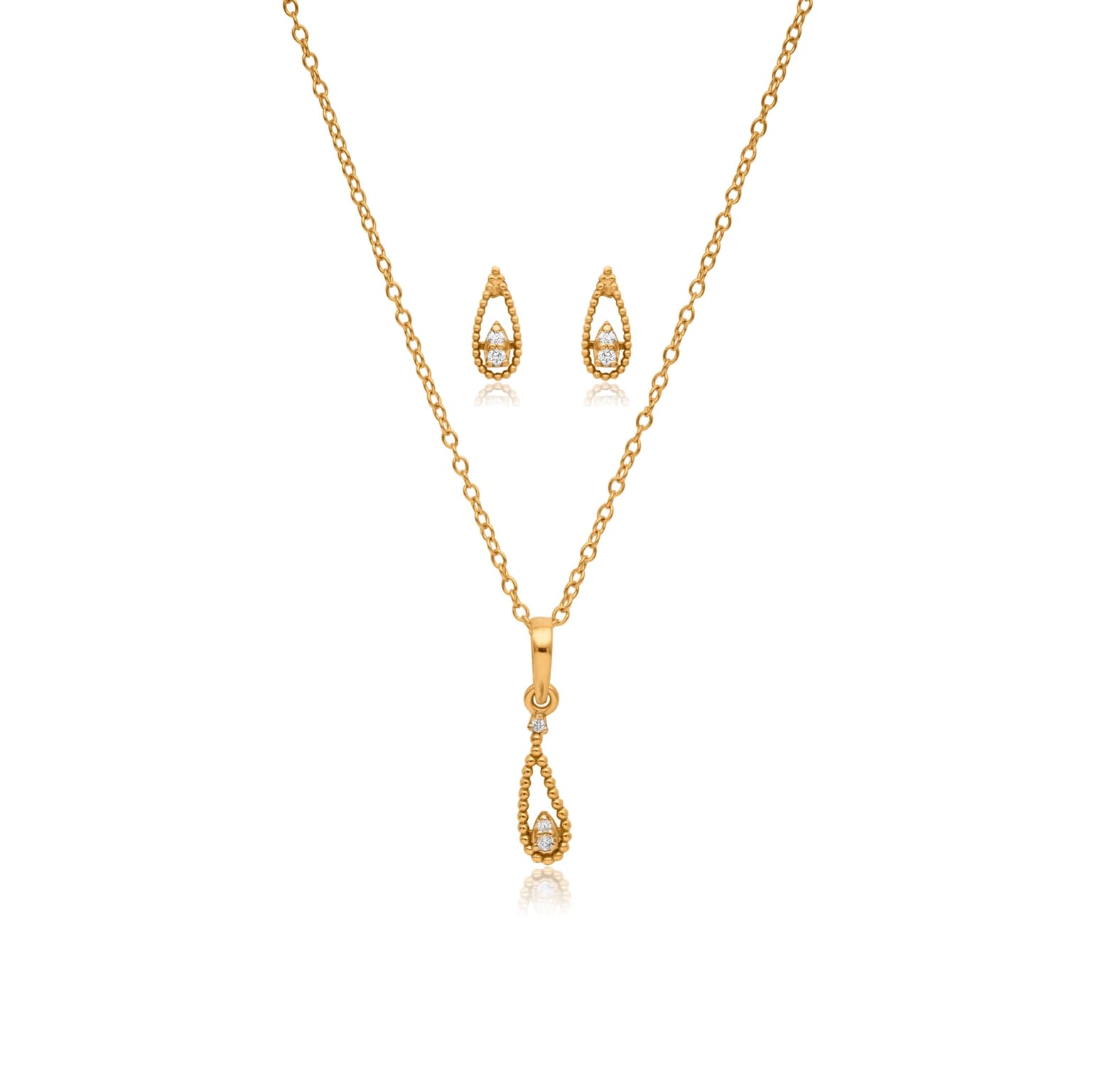 Diamond teardrop pendant set – handcrafted gold Pendant Sets