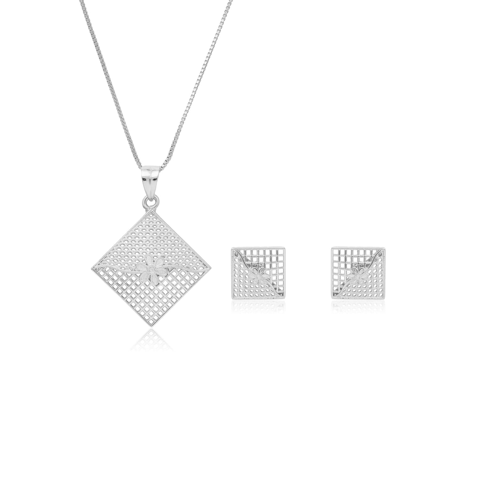 Prism petal pendant set – handcrafted silver Pendant Sets