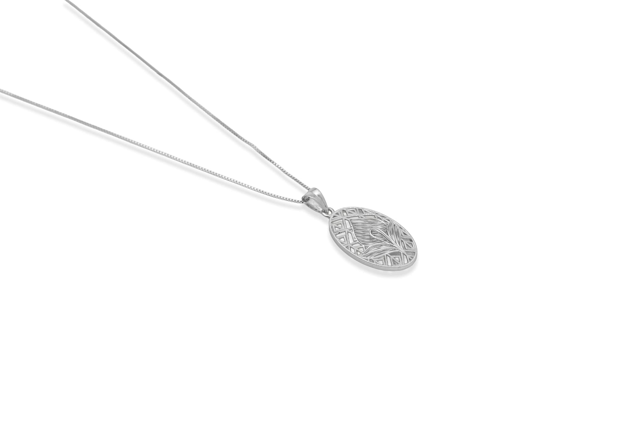 OVAL FOLIAGE SILVER PENDANT SET