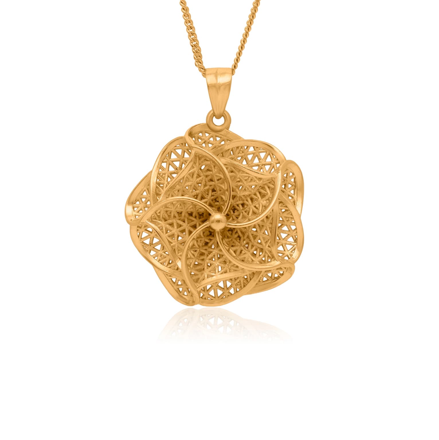 Sunwoven blossom silver pendant – handcrafted silver PENDANTS (alternate view)