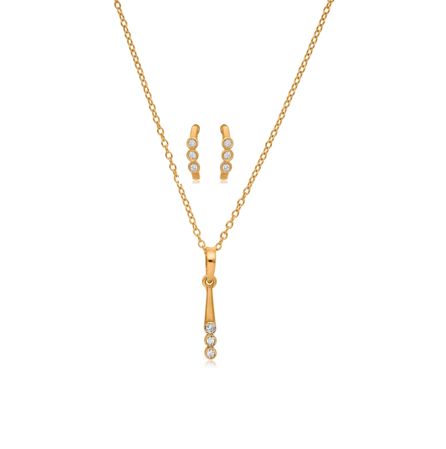 Shining vertical trail diamond pendant set – handcrafted gold Pendant Sets