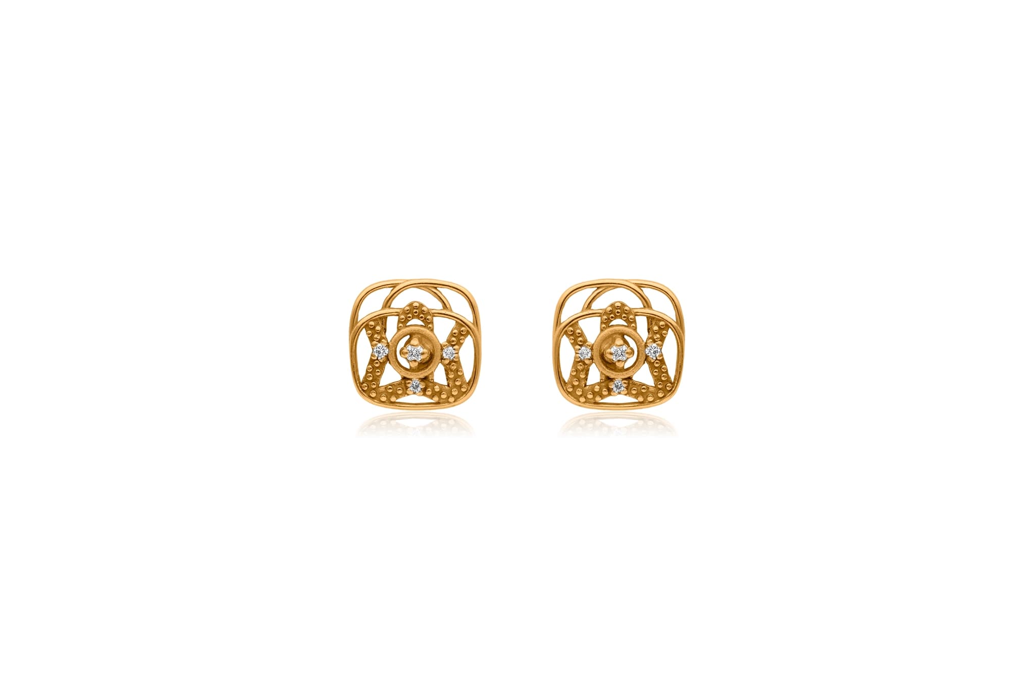 Geometric gold diamond pendant set – handcrafted gold Pendant Sets (alternate view)