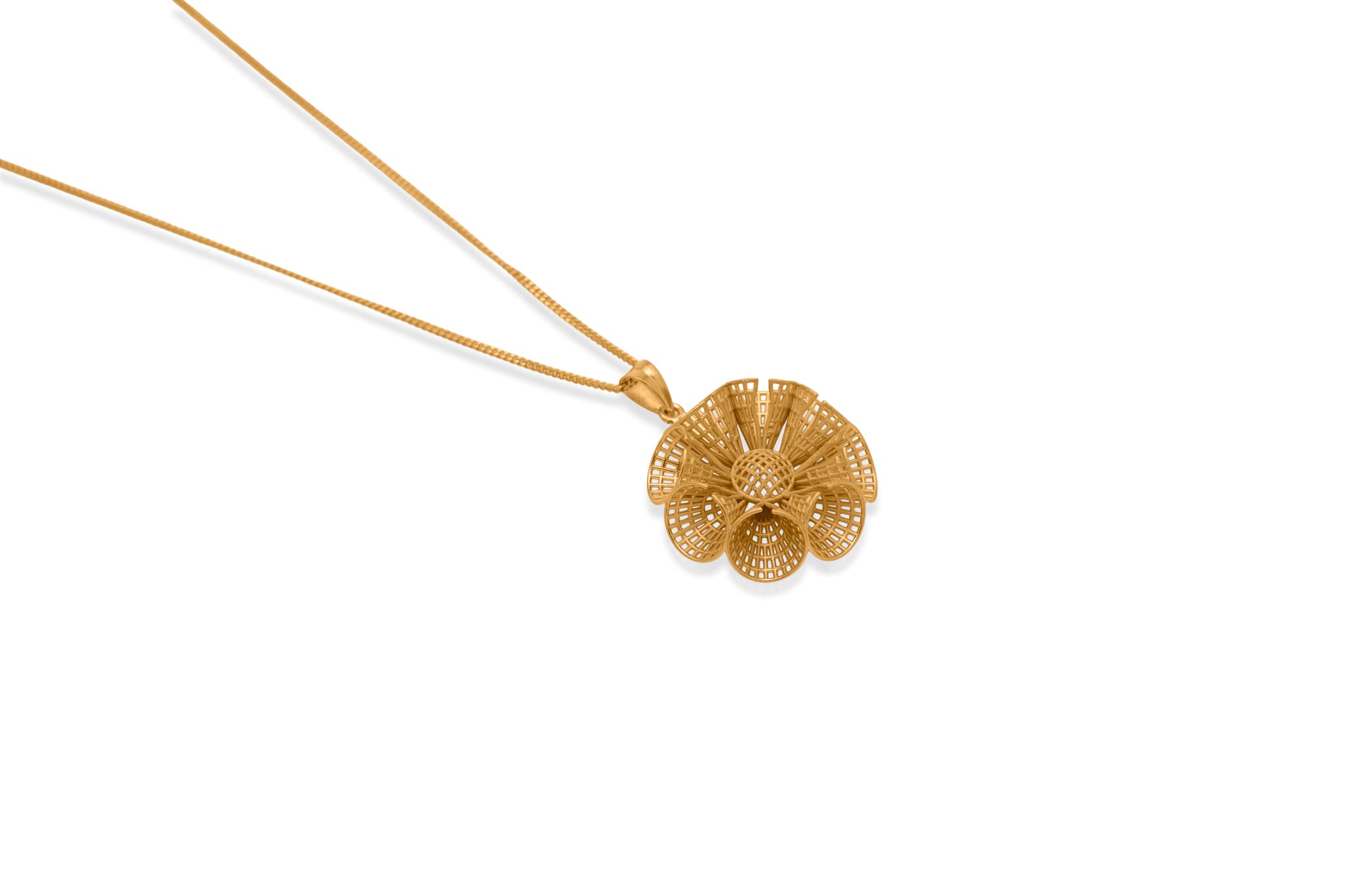 SILVER LATTICE CONE FLORAL PENDANT SET
