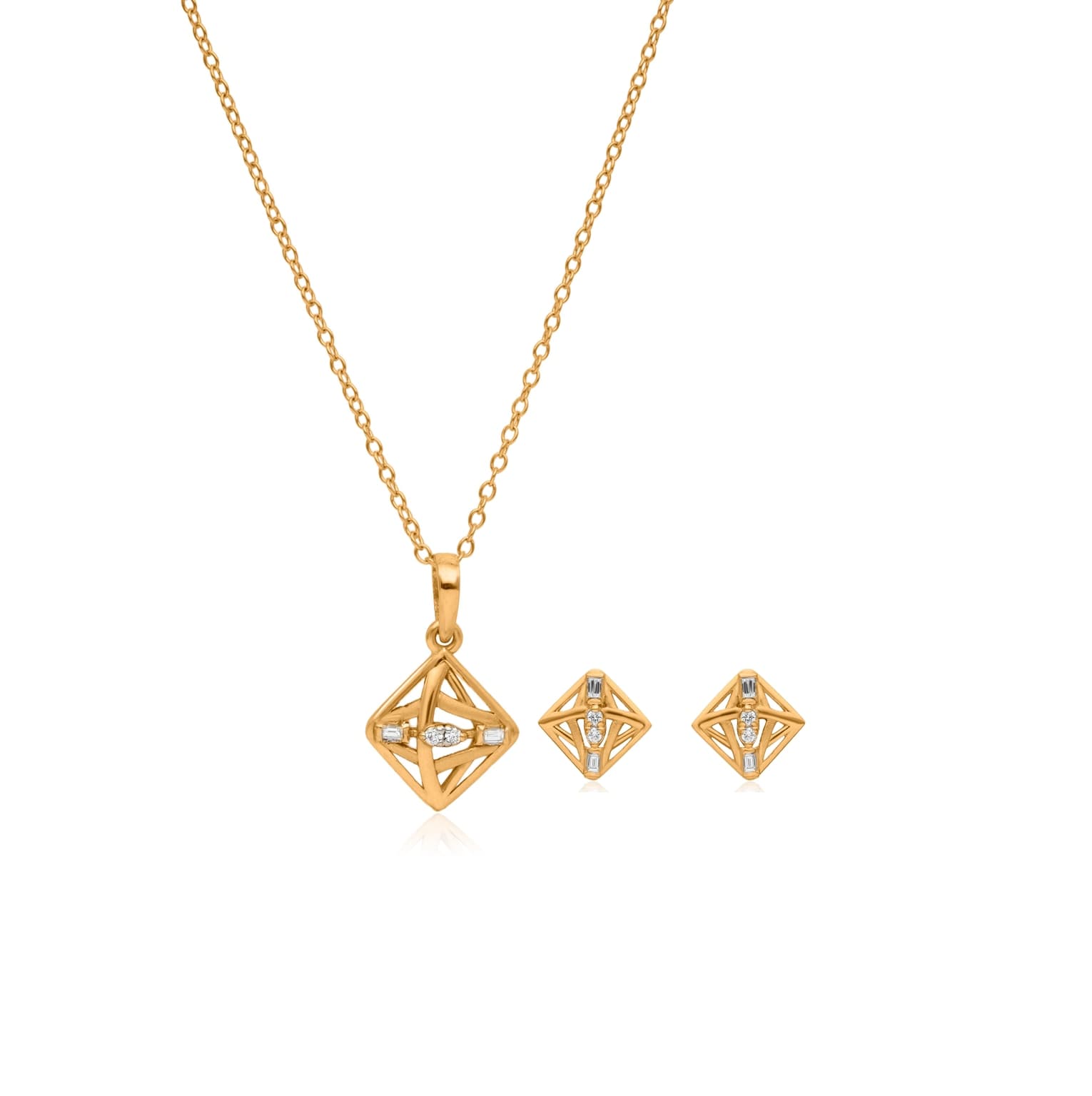 Geometric radiance 14k gold pendant set – handcrafted gold Pendant Sets