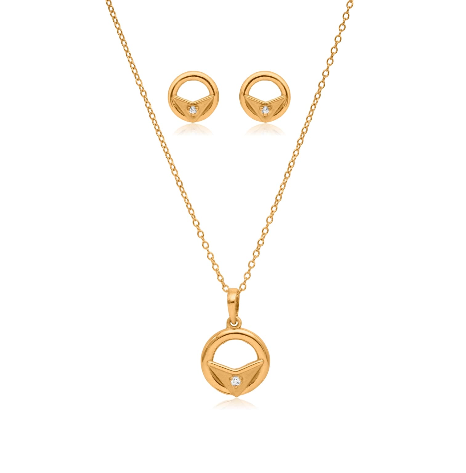 Vertex glow diamond pendant set – handcrafted gold Pendant Sets