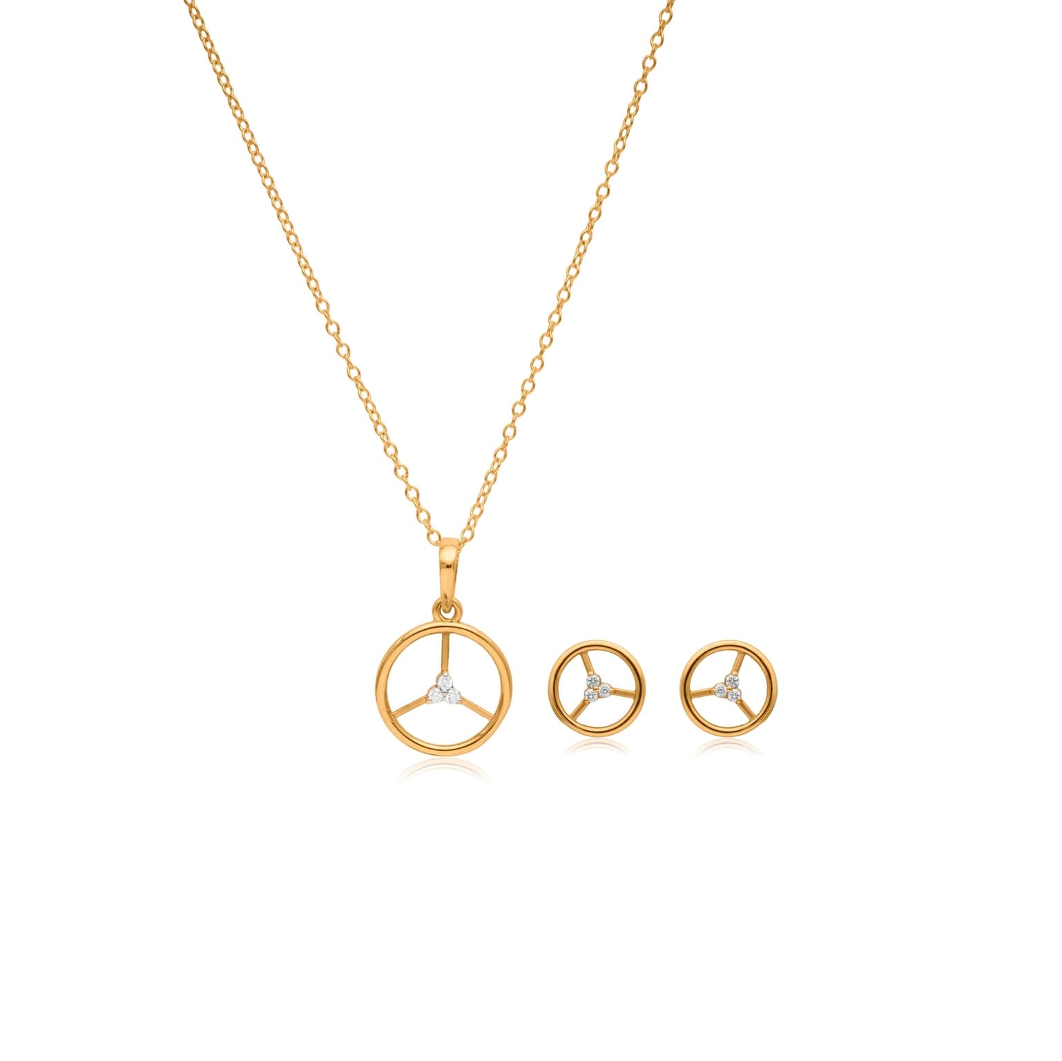 Twinkling trinity diamond pendant set – handcrafted gold Pendant Sets