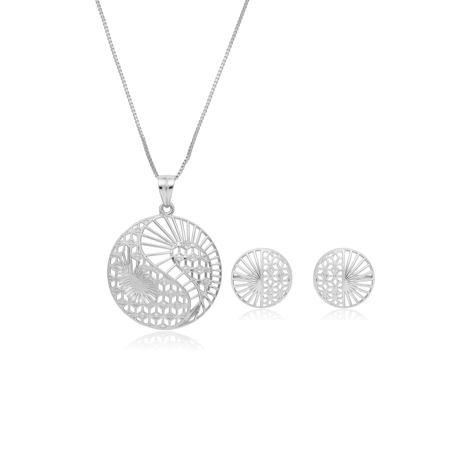 High shine silver pendant set – handcrafted silver Pendant Sets