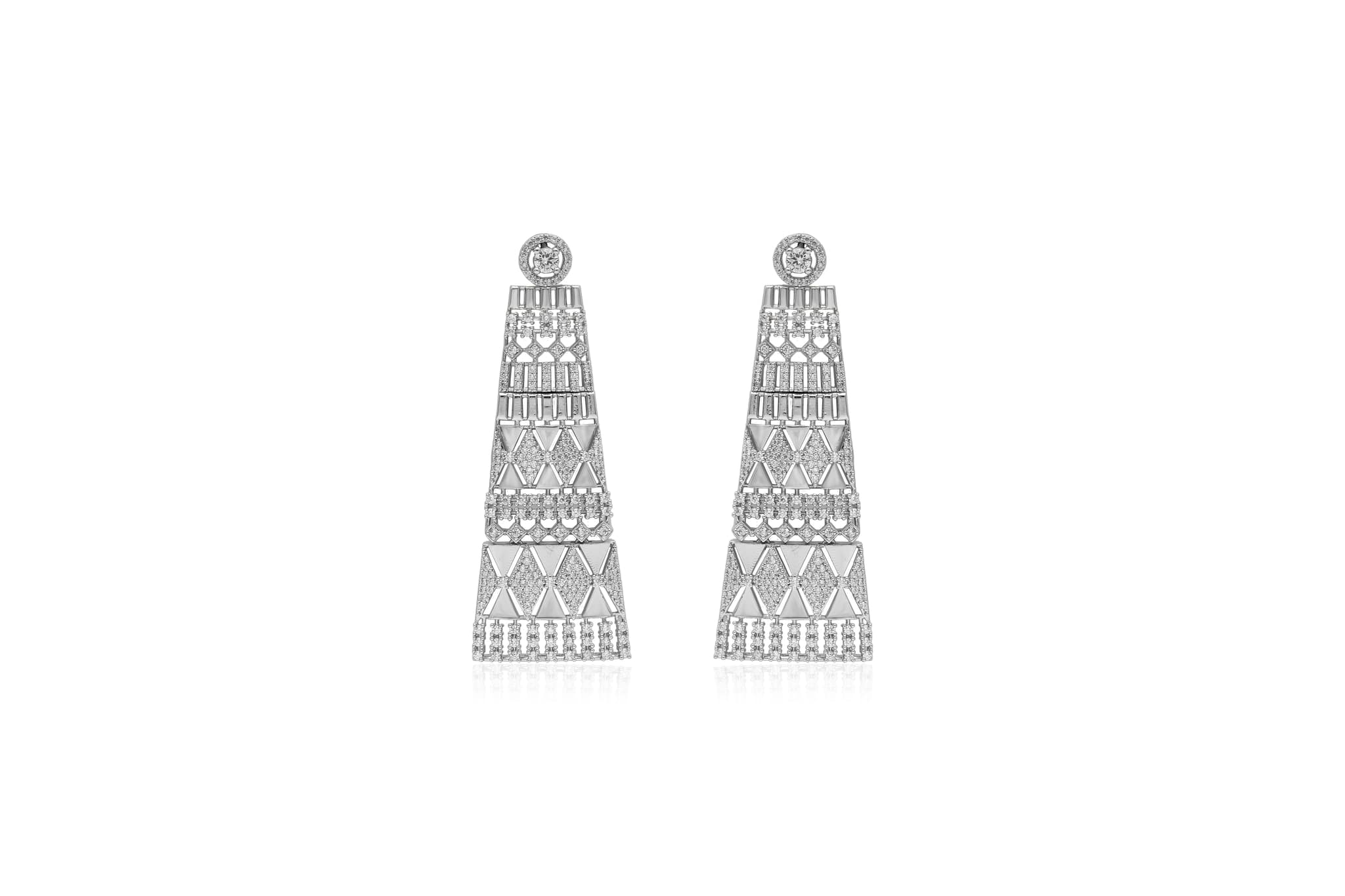 Stellar pyramid silver danglers – handcrafted silver EARRINGS