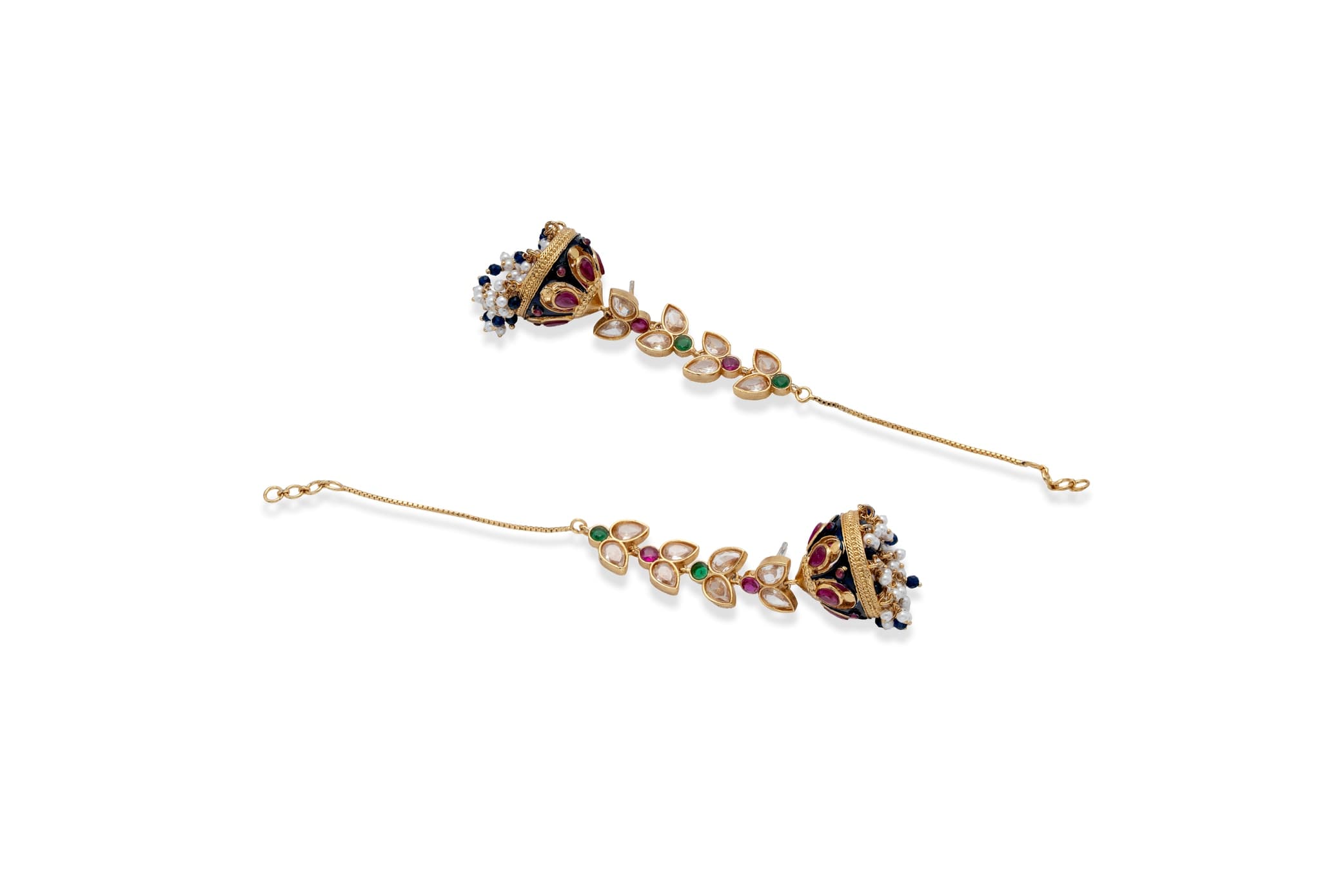 Suvarna lata silver jhumkas – handcrafted silver EARRINGS (alternate view)