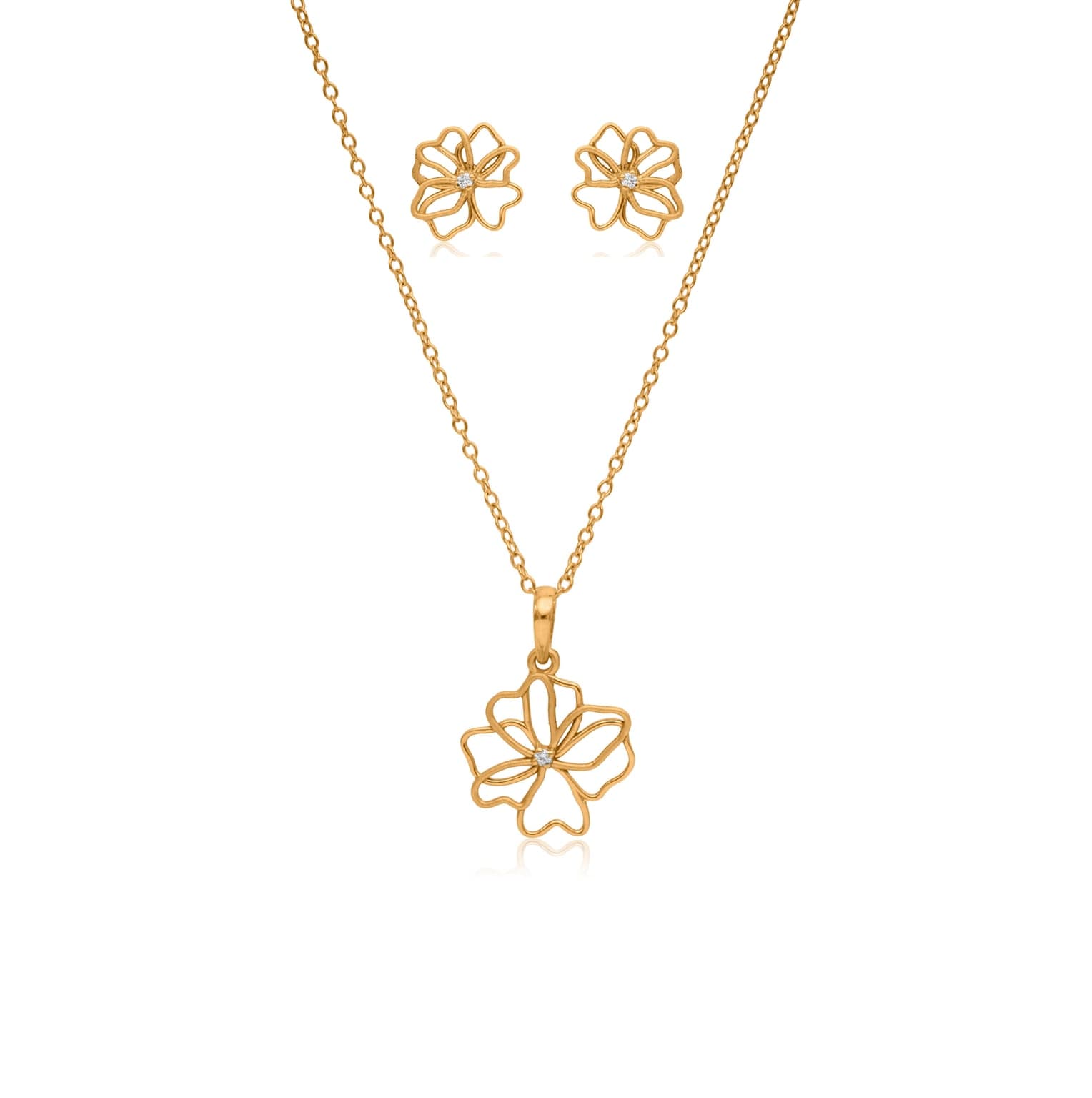 Midas touch florals diamond pendant set – handcrafted gold Pendant Sets