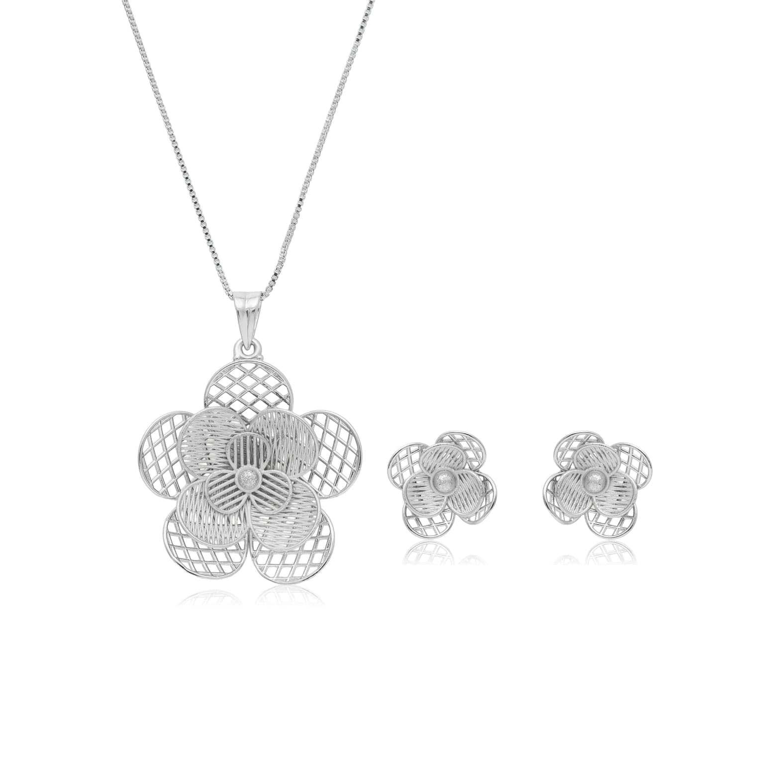 Argent bloom silver pendant set – handcrafted silver Pendant Sets